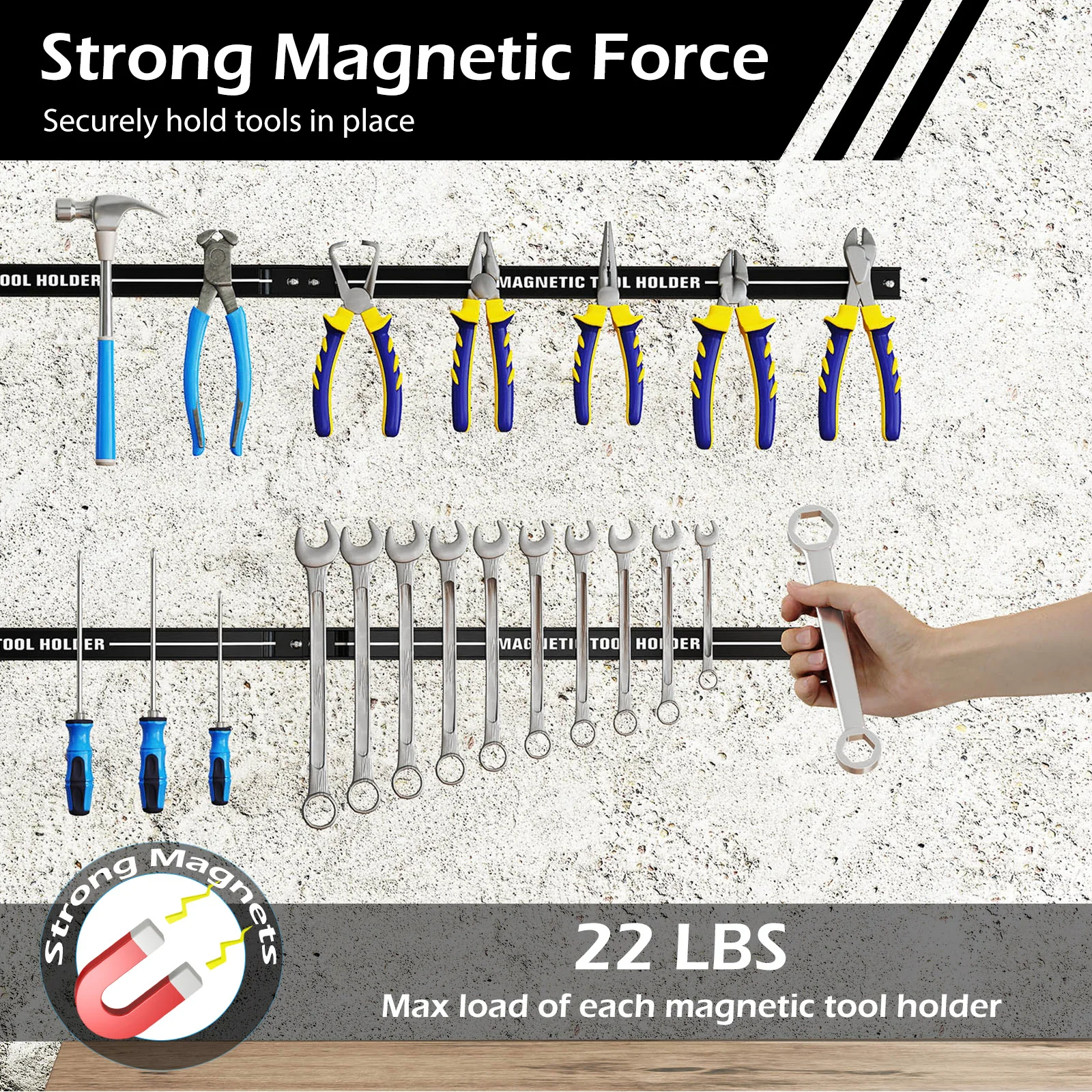 18 Inch Magnetic Tool Holder Strip, Black - Image 7