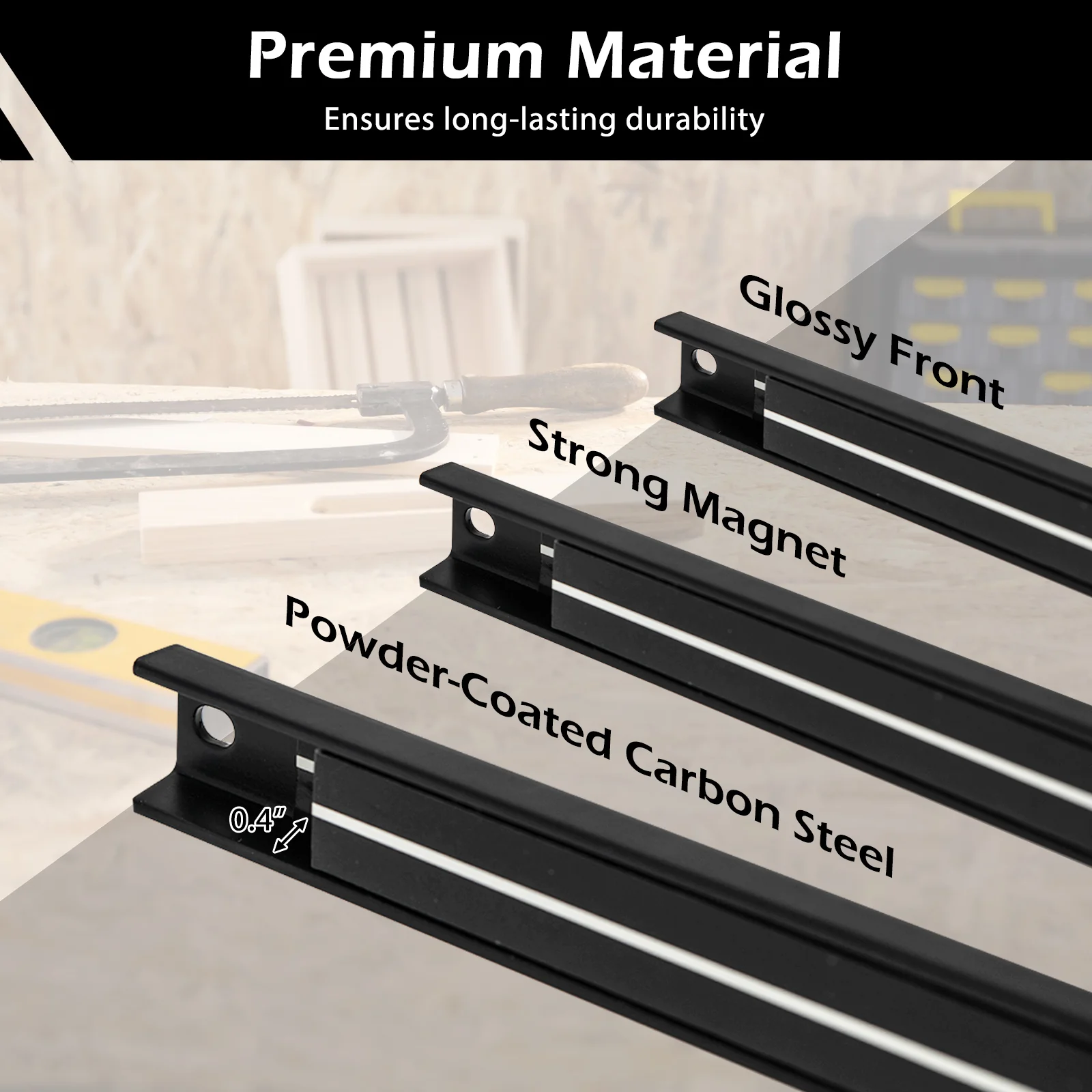 18 Inch Magnetic Tool Holder Strip, Black - Image 8