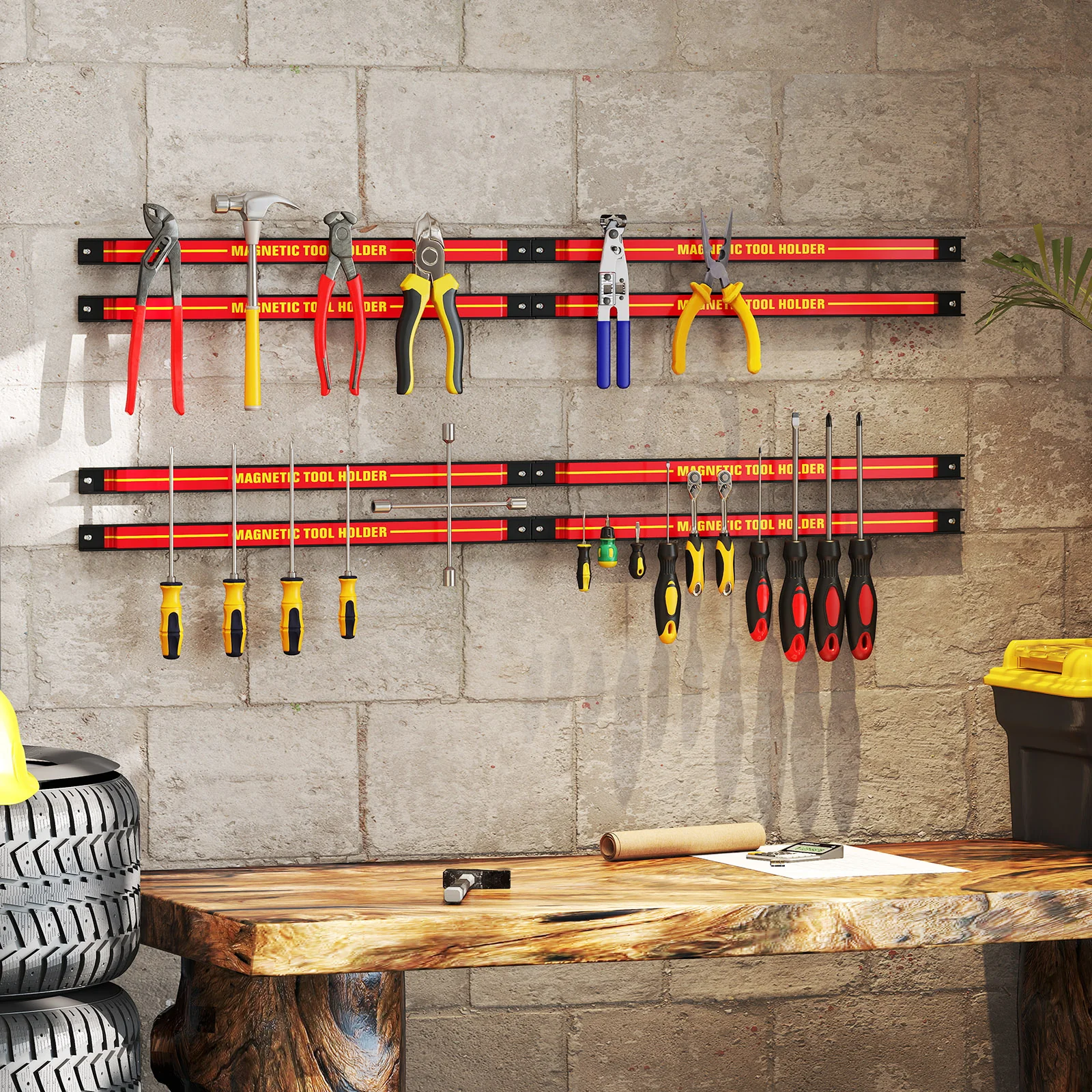 18 Inch Magnetic Tool Holder Strip, With Mounting Screws, Red - Image 2