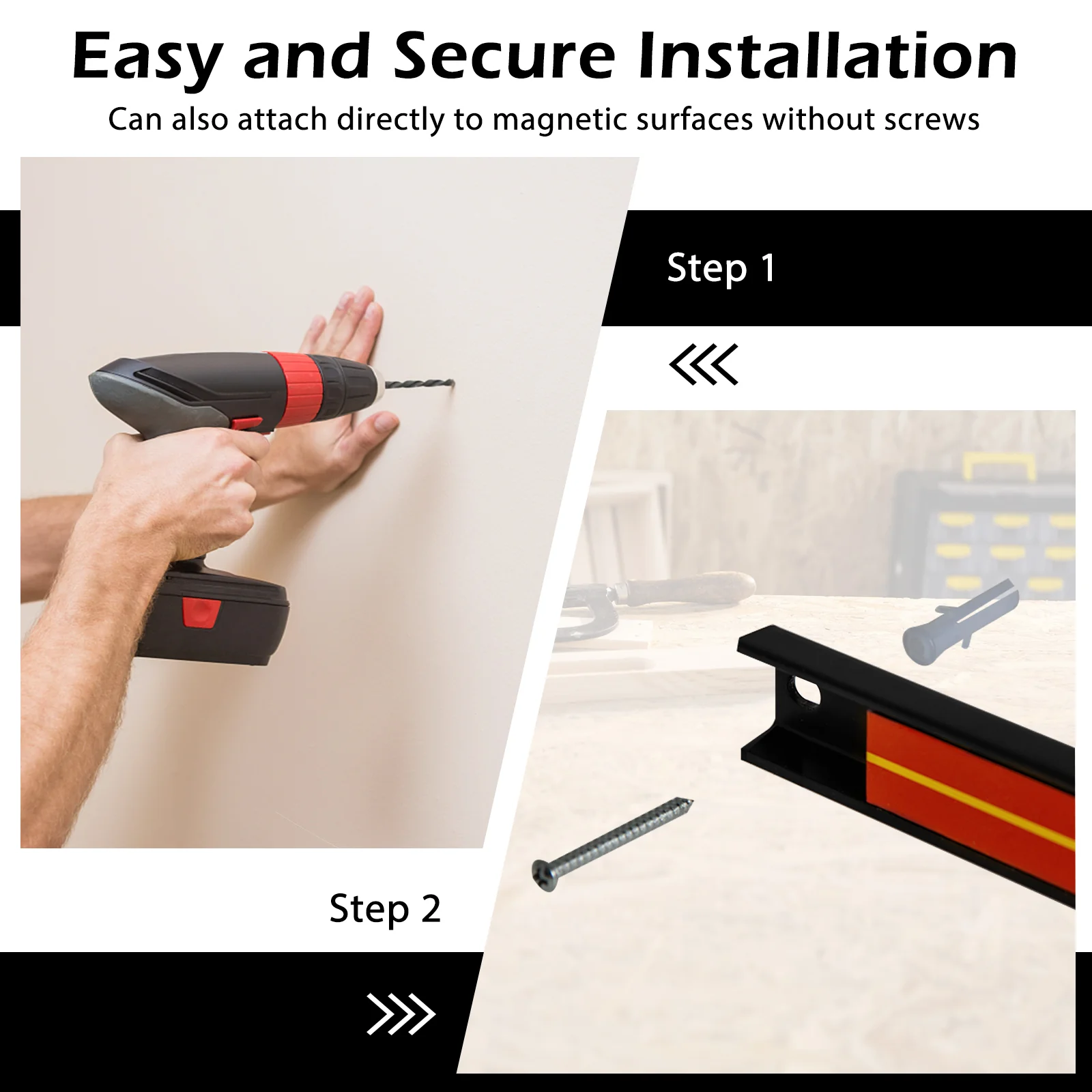 18 Inch Magnetic Tool Holder Strip, With Mounting Screws, Red - Image 9