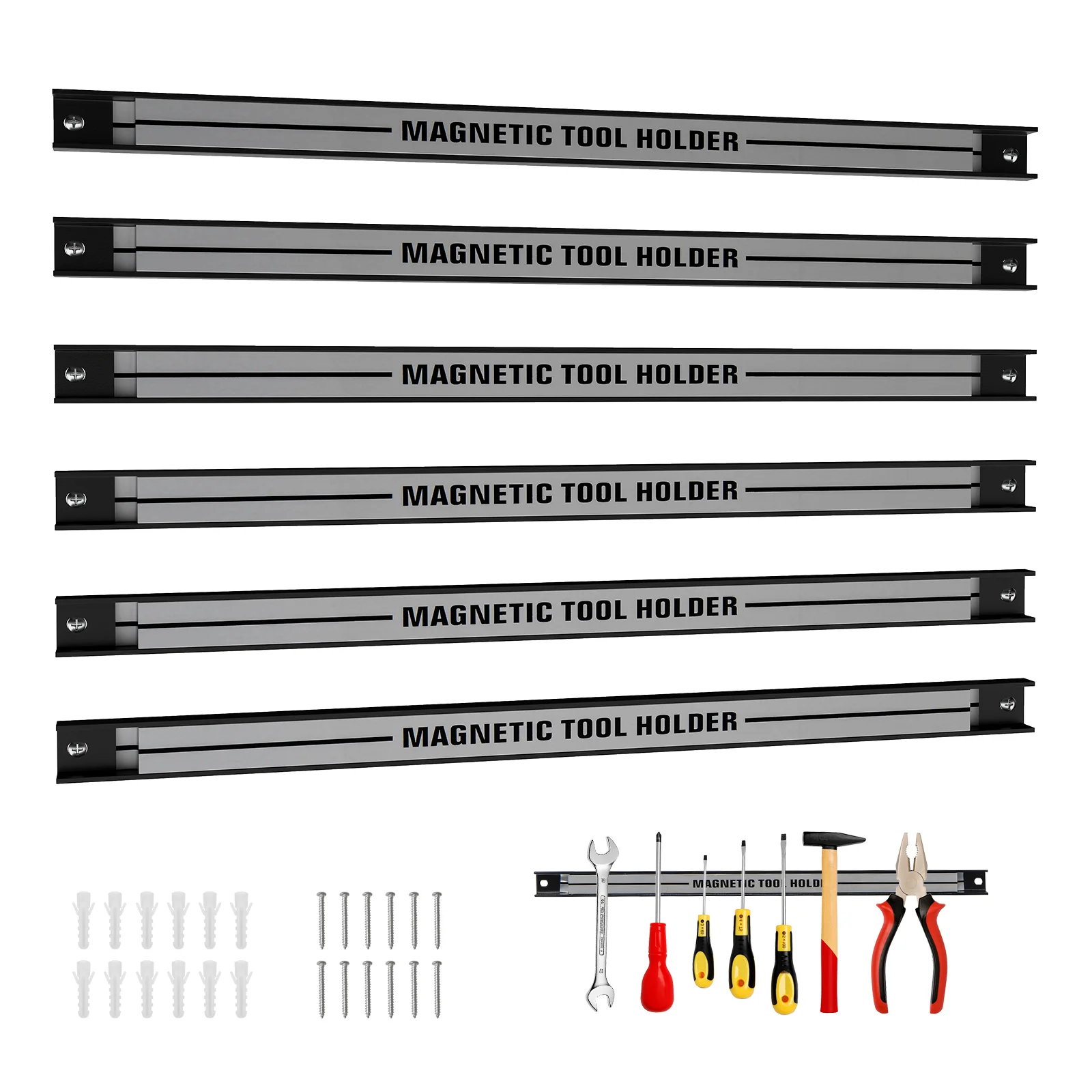 18 Inch Magnetic Tool Holder Strip, With Mounting Screws, Silver - Image 4