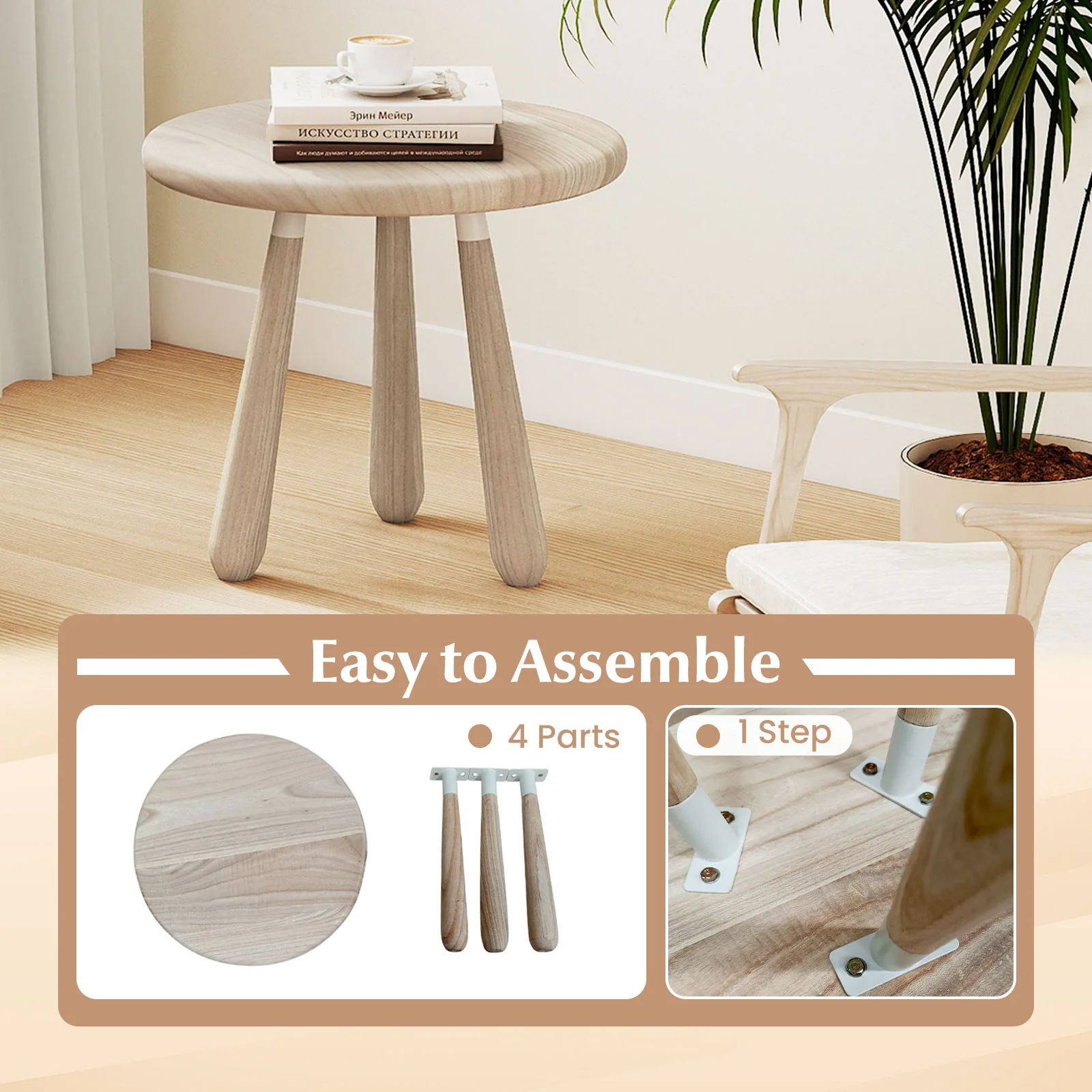 18 Inch Outdoor Mahogany Wood Side Table with Thickened Board, Natural - Image 10
