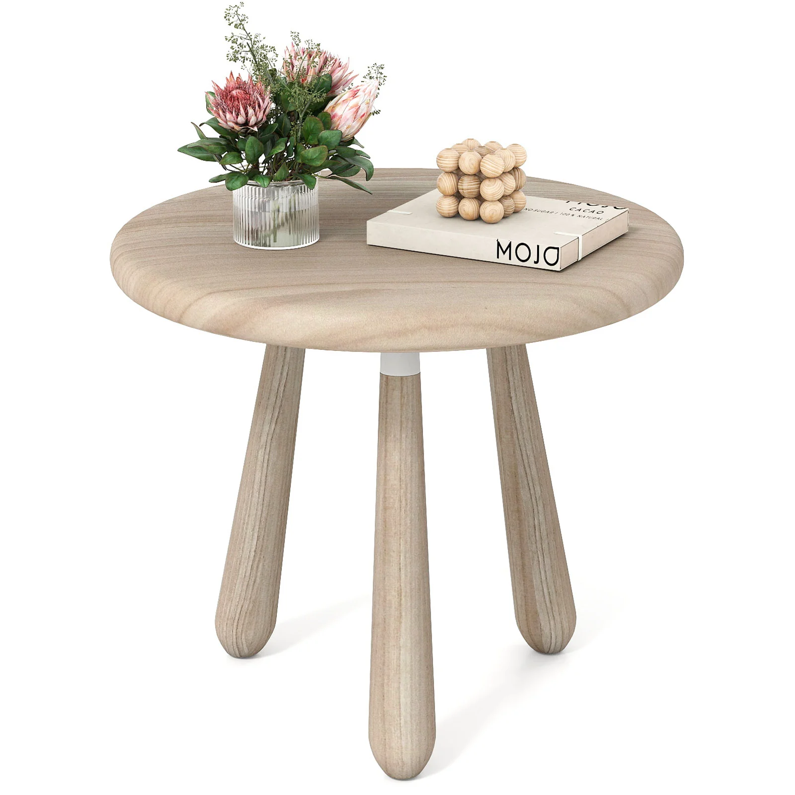 18 Inch Outdoor Mahogany Wood Side Table with Thickened Board, Natural - Image 5