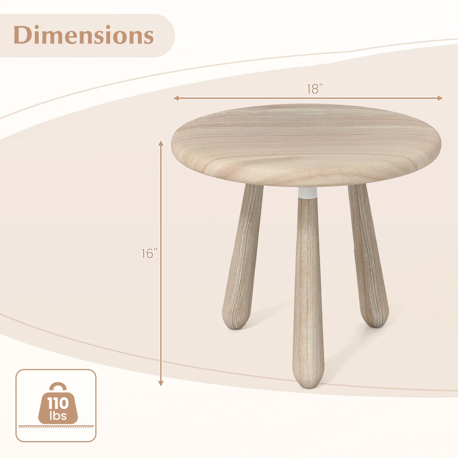 18 Inch Outdoor Mahogany Wood Side Table with Thickened Board, Natural - Image 6