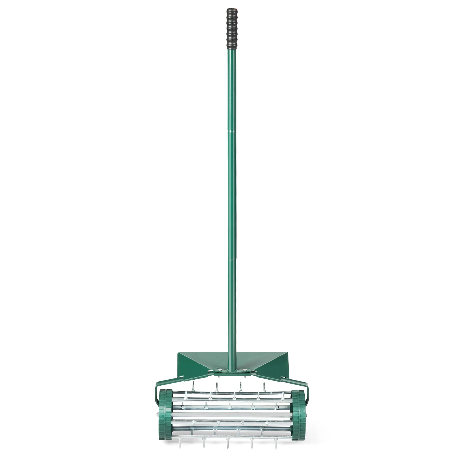 18 Inch Rolling Lawn Aerator, Splash-Proof Fender, Green - Image 5