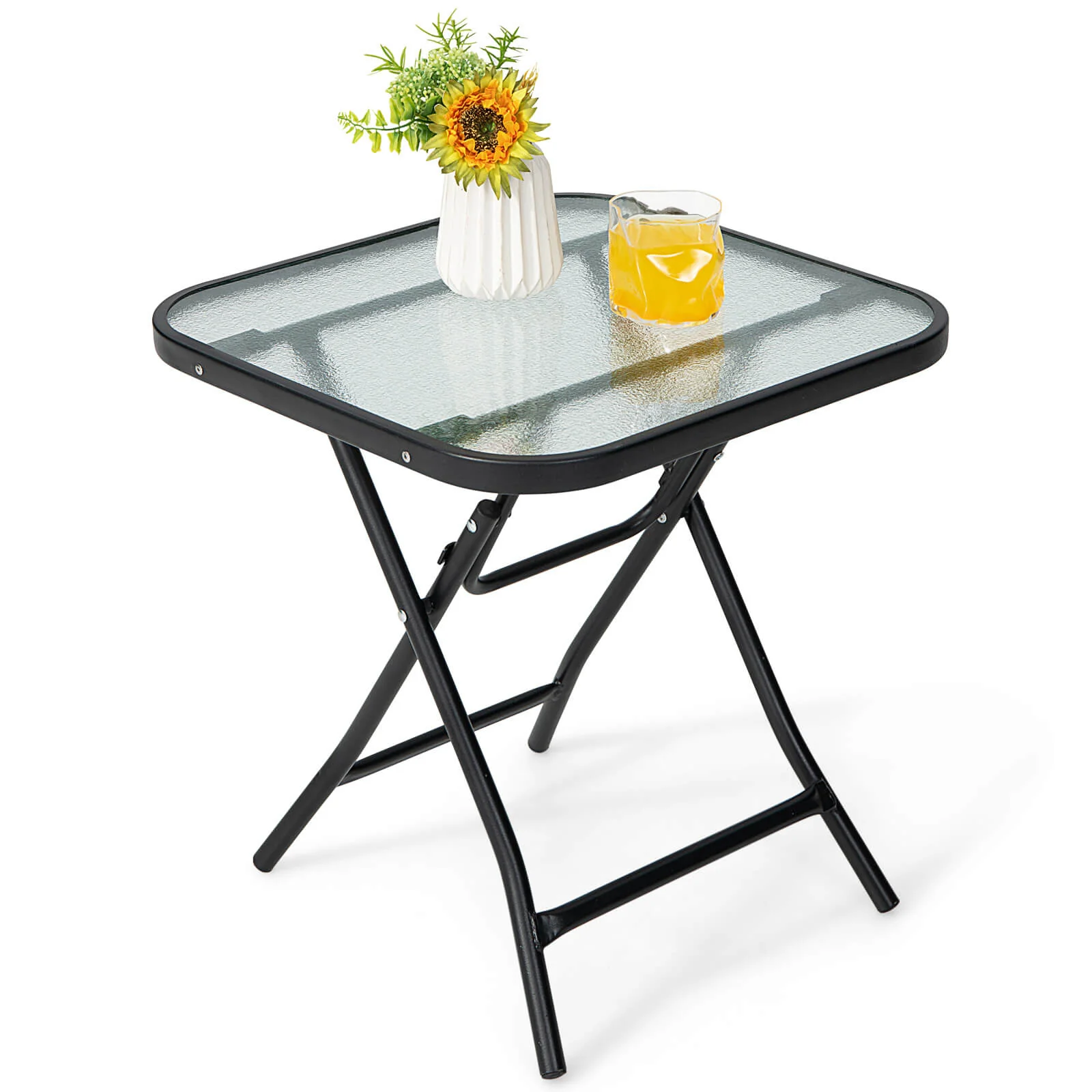 18 Inch Square Patio Bistro Table, Rustproof Frame, Black - Image 10