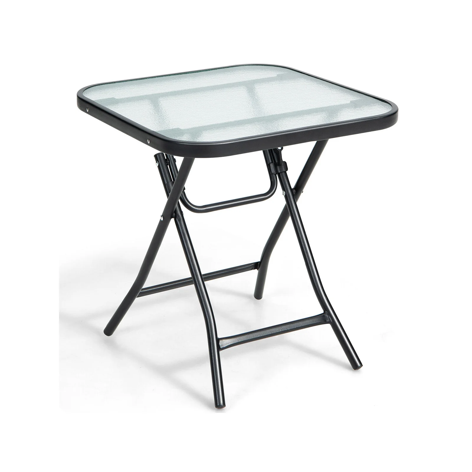18 Inch Square Patio Bistro Table, Rustproof Frame, Black - Image 2