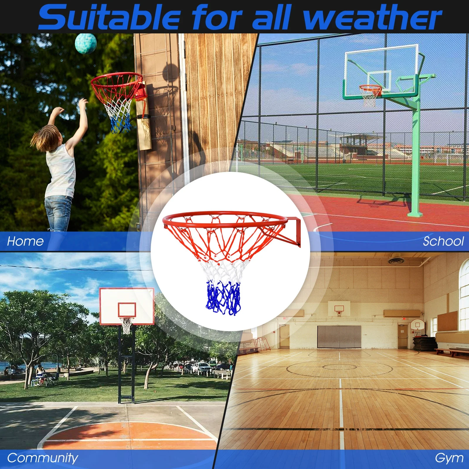 18 Inch Wall Mounted Basketball Hoop, Red - Image 9