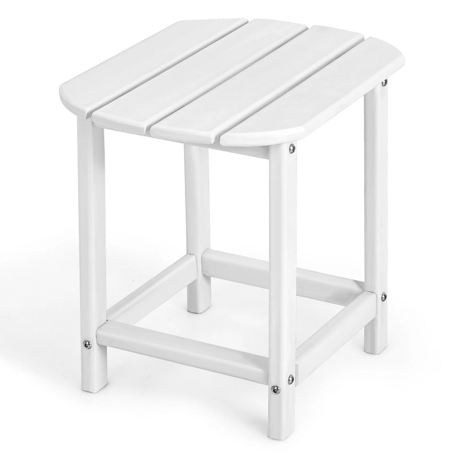 18 Inch Weather Resistant Side Table, Garden Patio Yard, White - Image 4