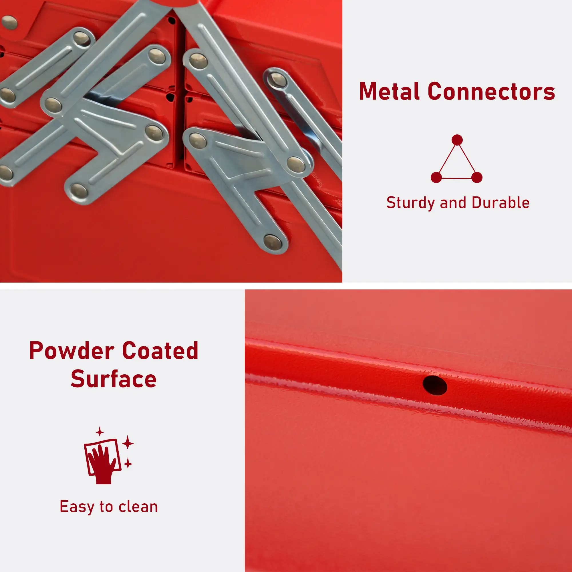 18 Inches Metal Tool Box, 5-Tray Cantilever Steel Chest, Red - Image 6