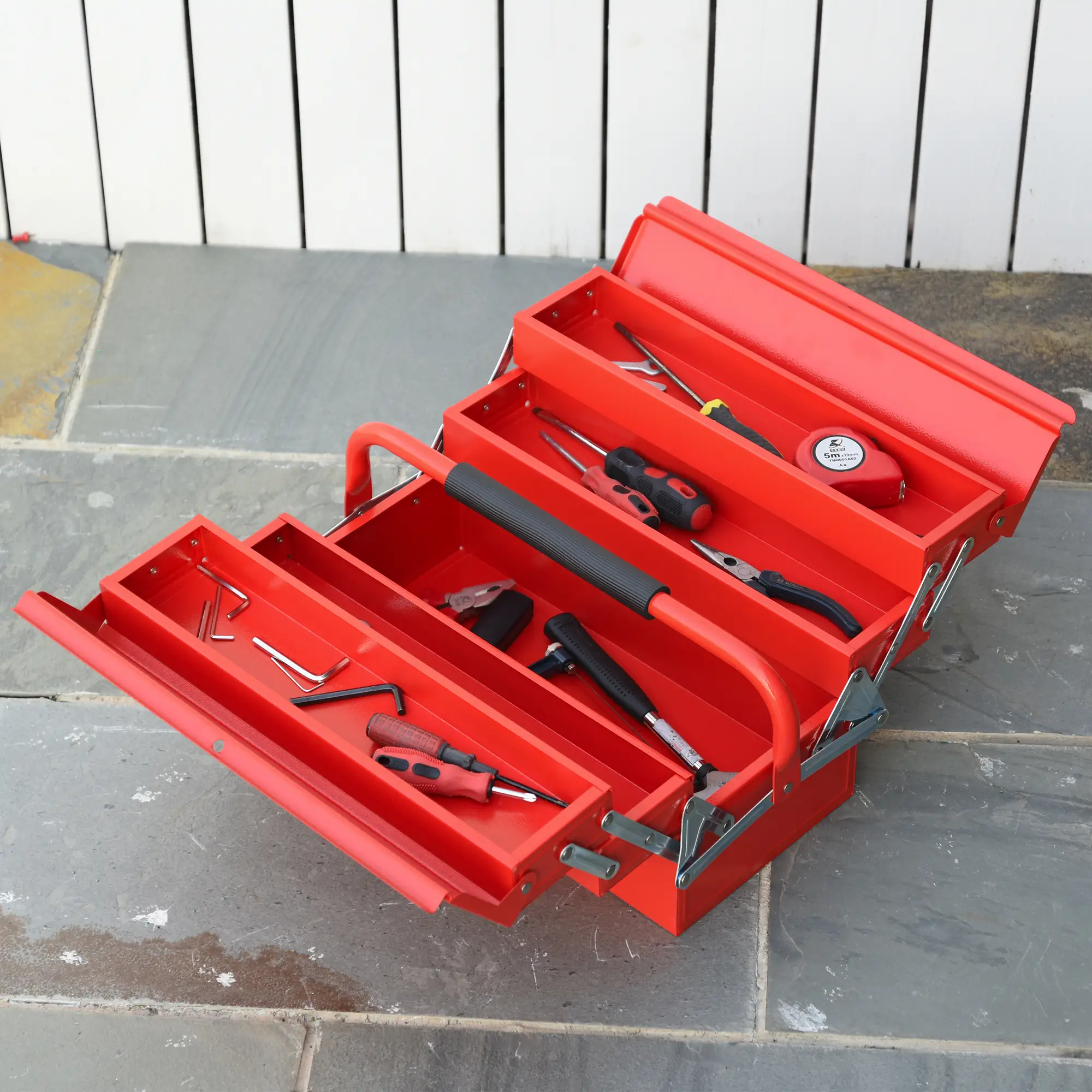 18 Inches Metal Tool Box, 5-Tray Cantilever Steel Chest, Red - Image 8