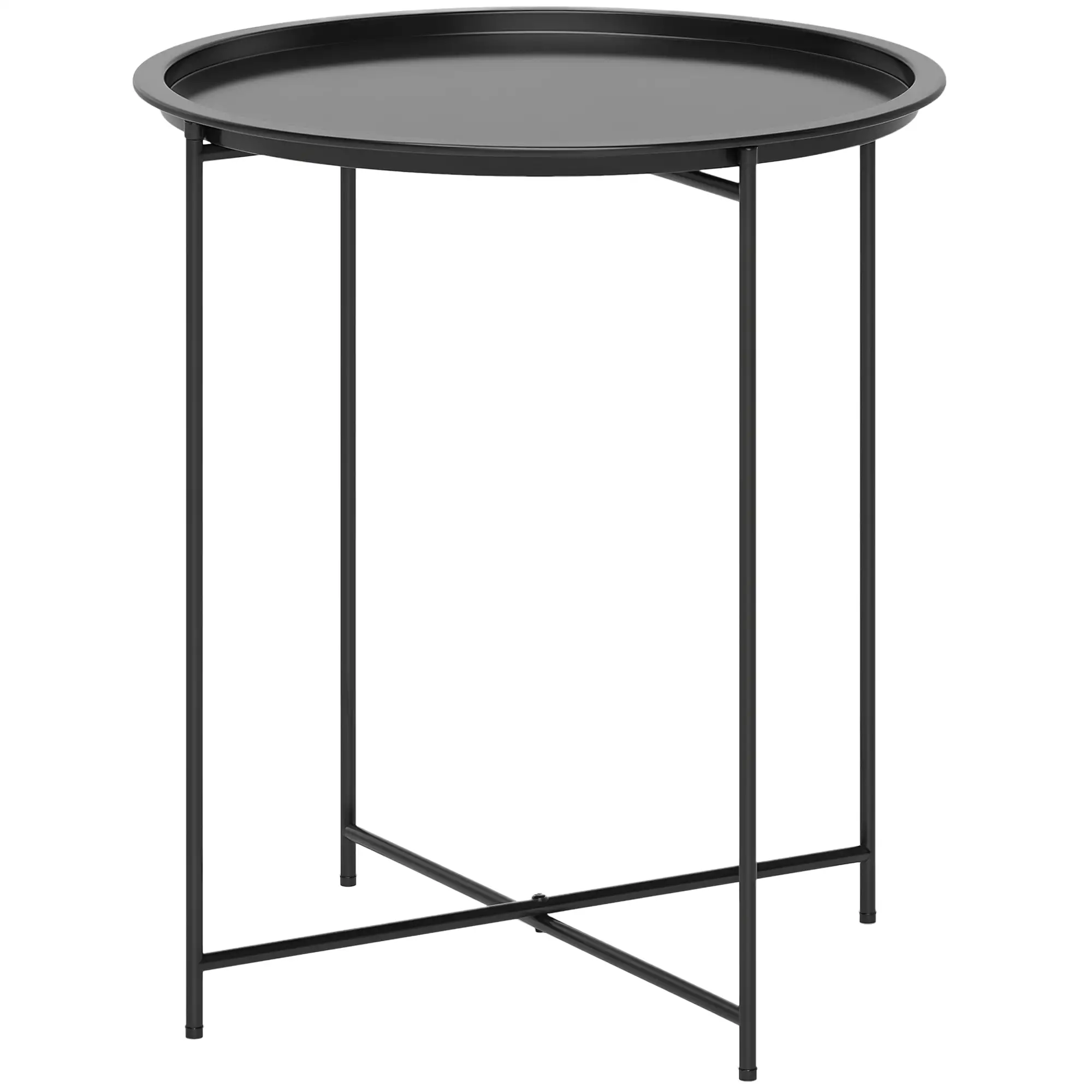 18" Outdoor Side Table, Removable Tray, Folding Legs, Black - Image 11