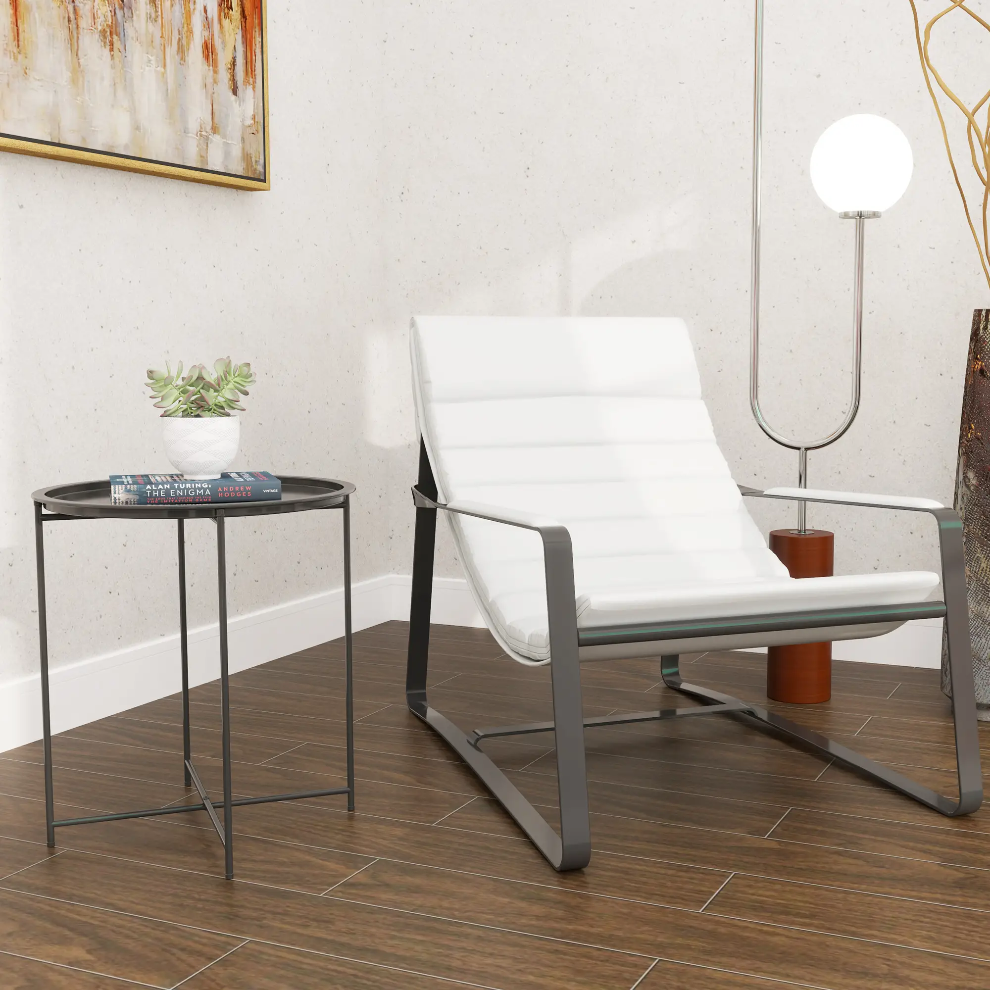 18" Outdoor Side Table, Removable Tray, Folding Legs, Black - Image 8