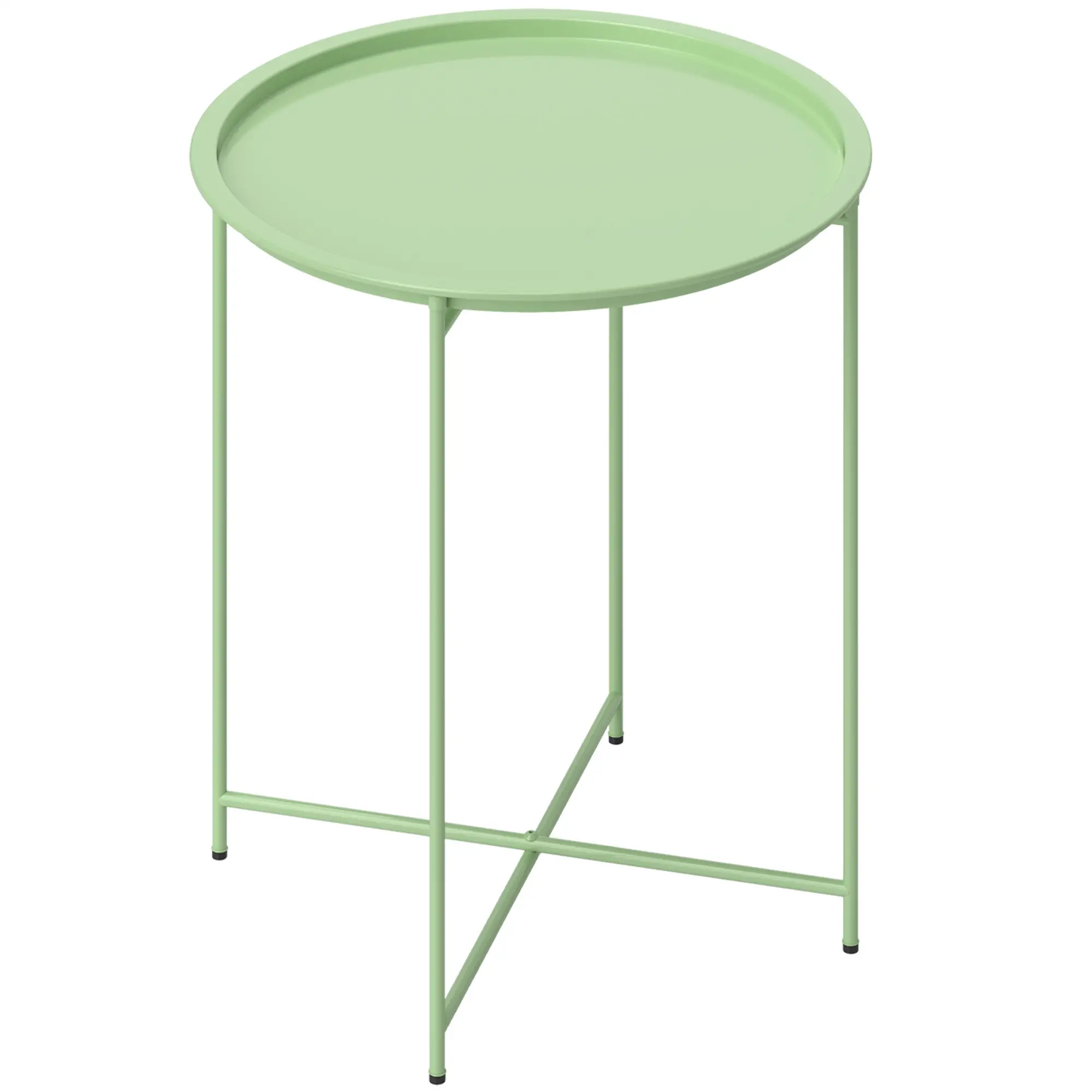18" Outdoor Side Table, Removable Tray, Folding Legs, Green