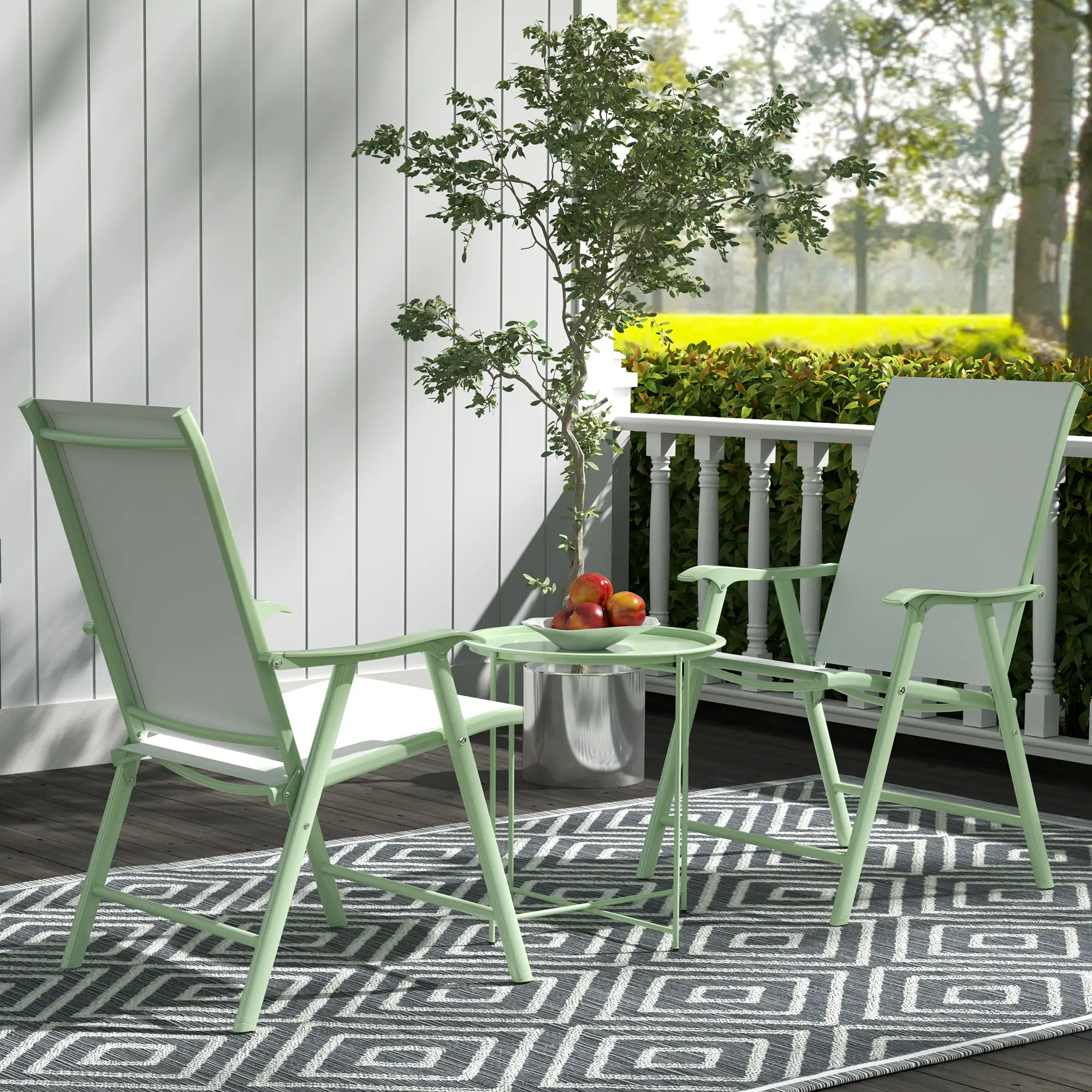 18" Outdoor Side Table, Removable Tray, Folding Legs, Green - Image 10