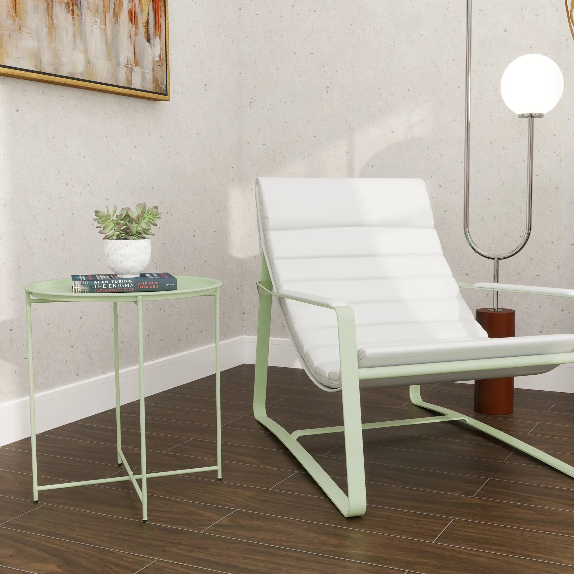18" Outdoor Side Table, Removable Tray, Folding Legs, Green - Image 8