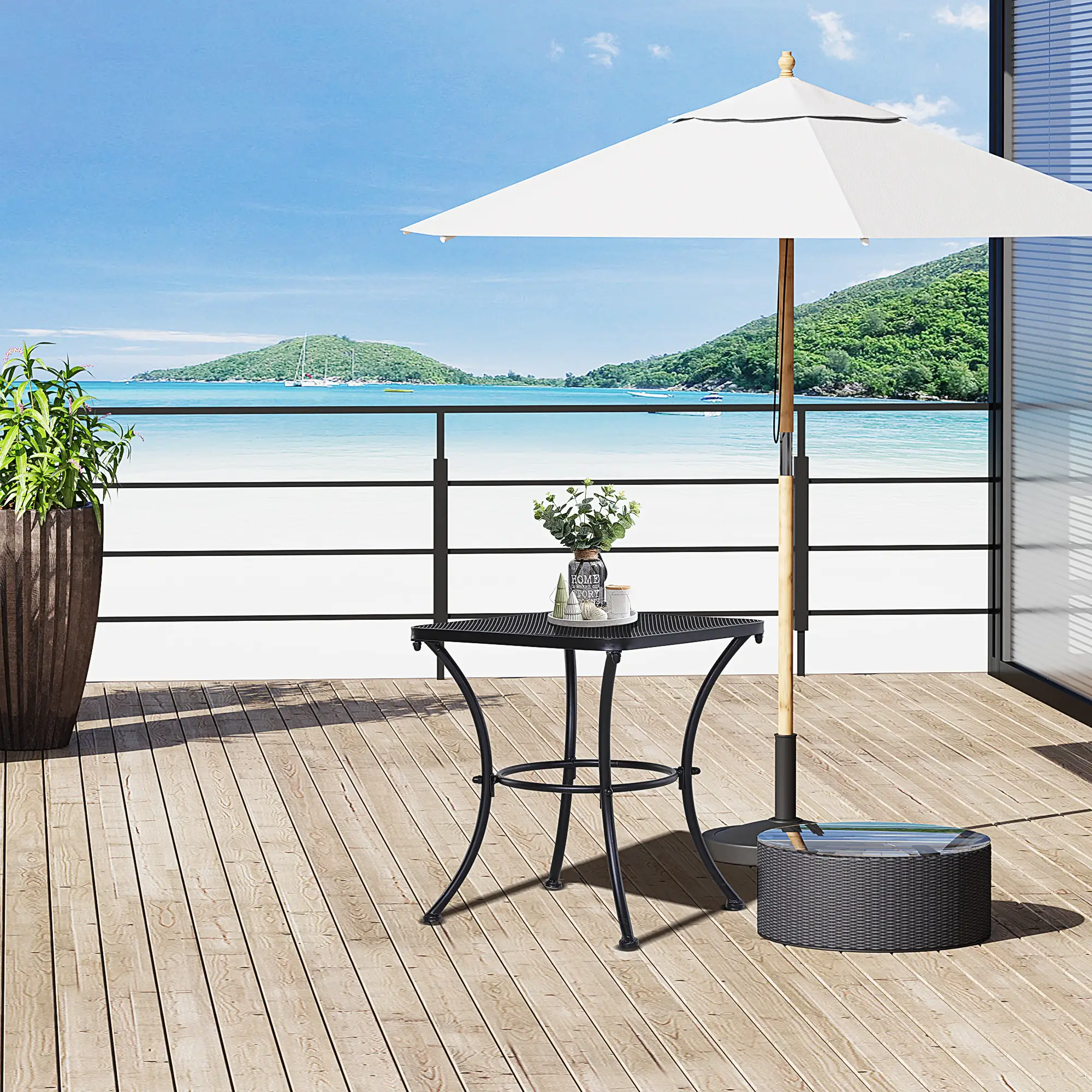 18"x18"x20" Square Metal Bistro Table, Outdoor Patio Coffee Desk, Black - Image 2