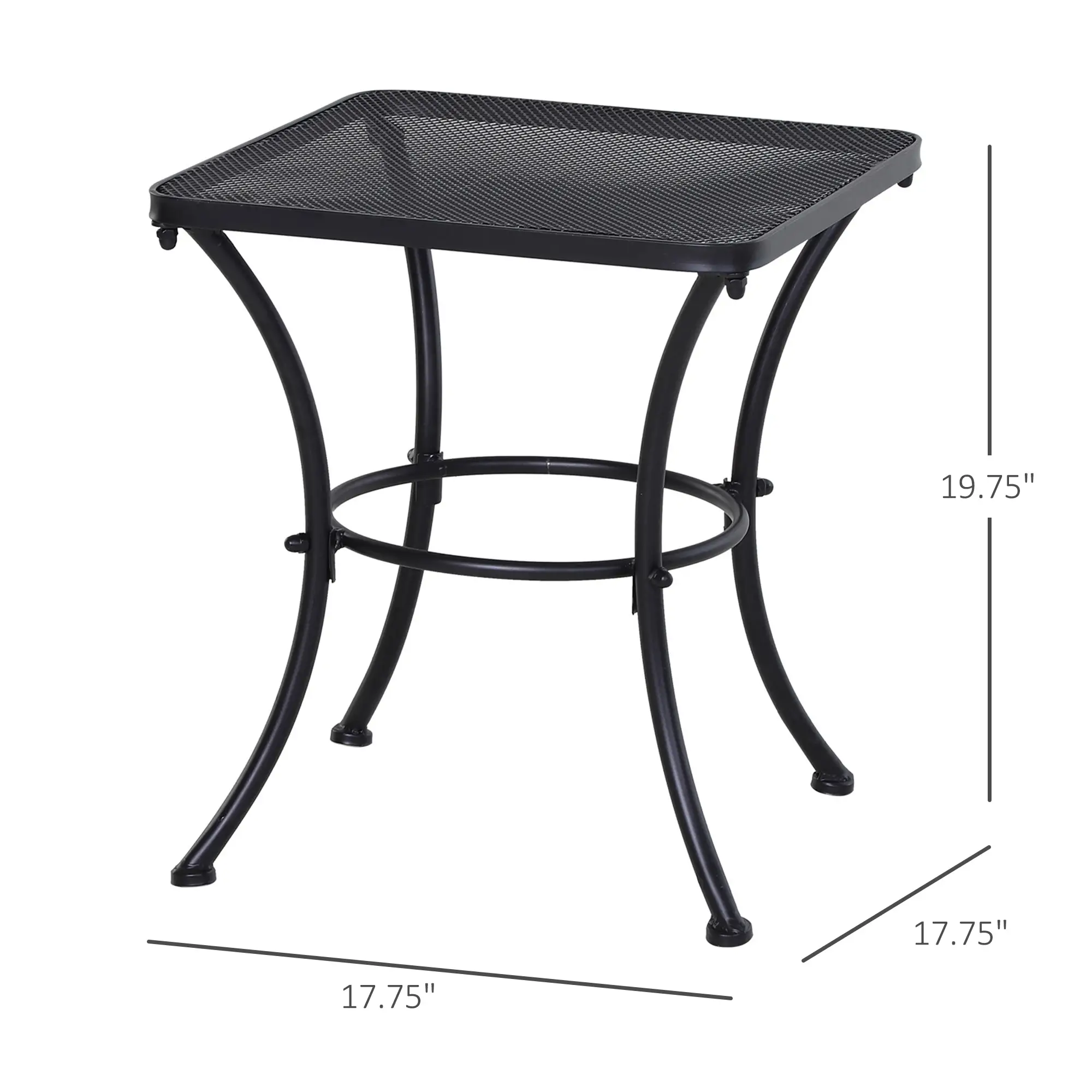 18"x18"x20" Square Metal Bistro Table, Outdoor Patio Coffee Desk, Black - Image 3