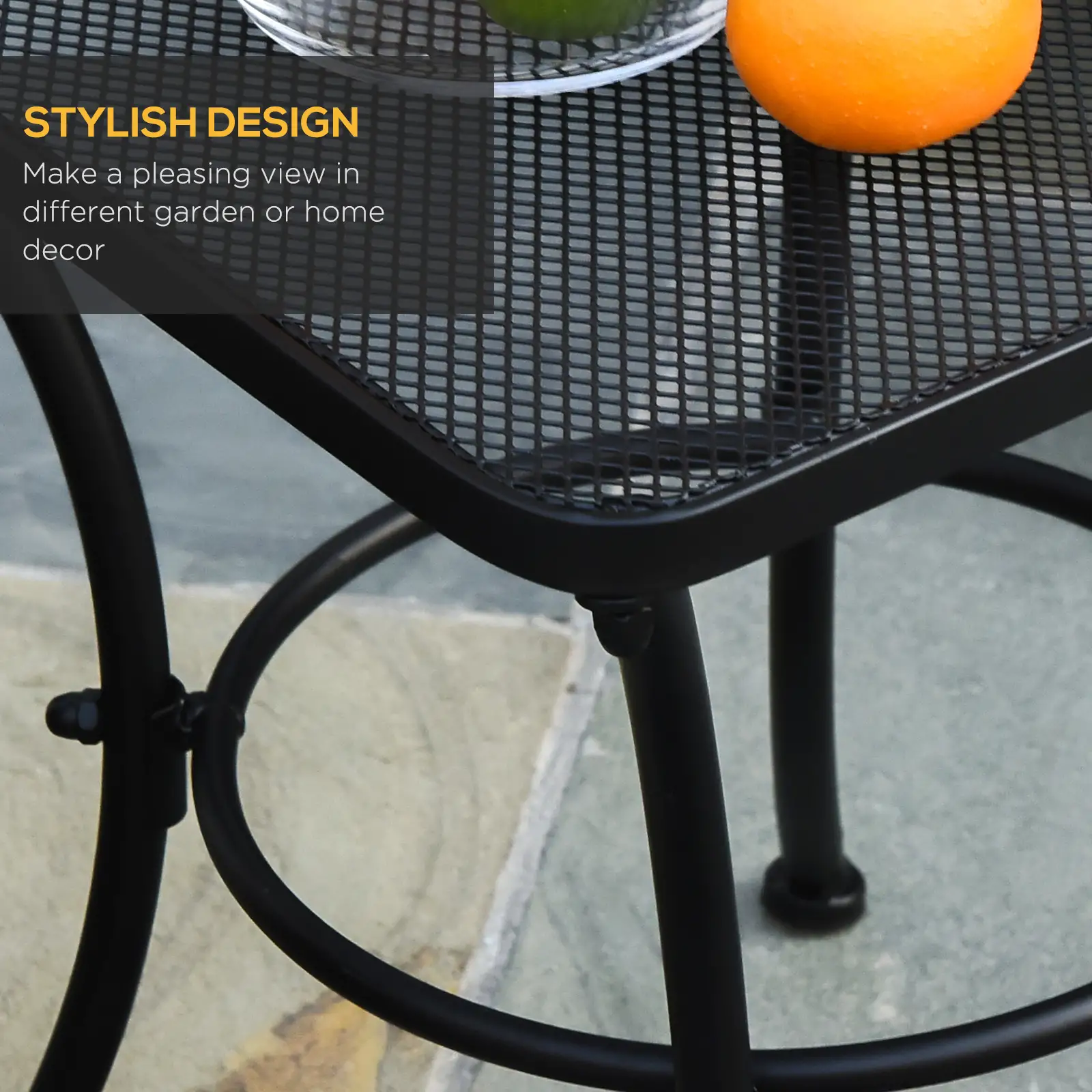 18"x18"x20" Square Metal Bistro Table, Outdoor Patio Coffee Desk, Black - Image 4