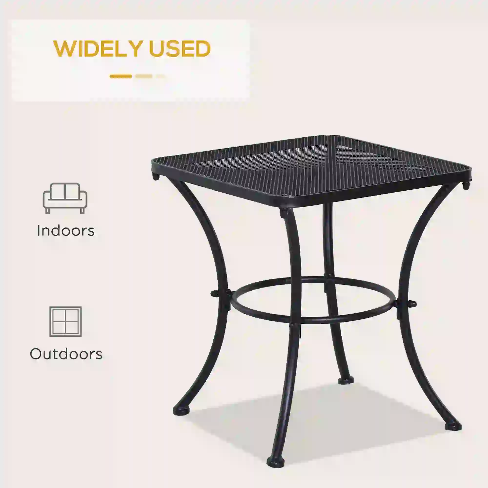 18"x18"x20" Square Metal Bistro Table, Outdoor Patio Coffee Desk, Black - Image 6