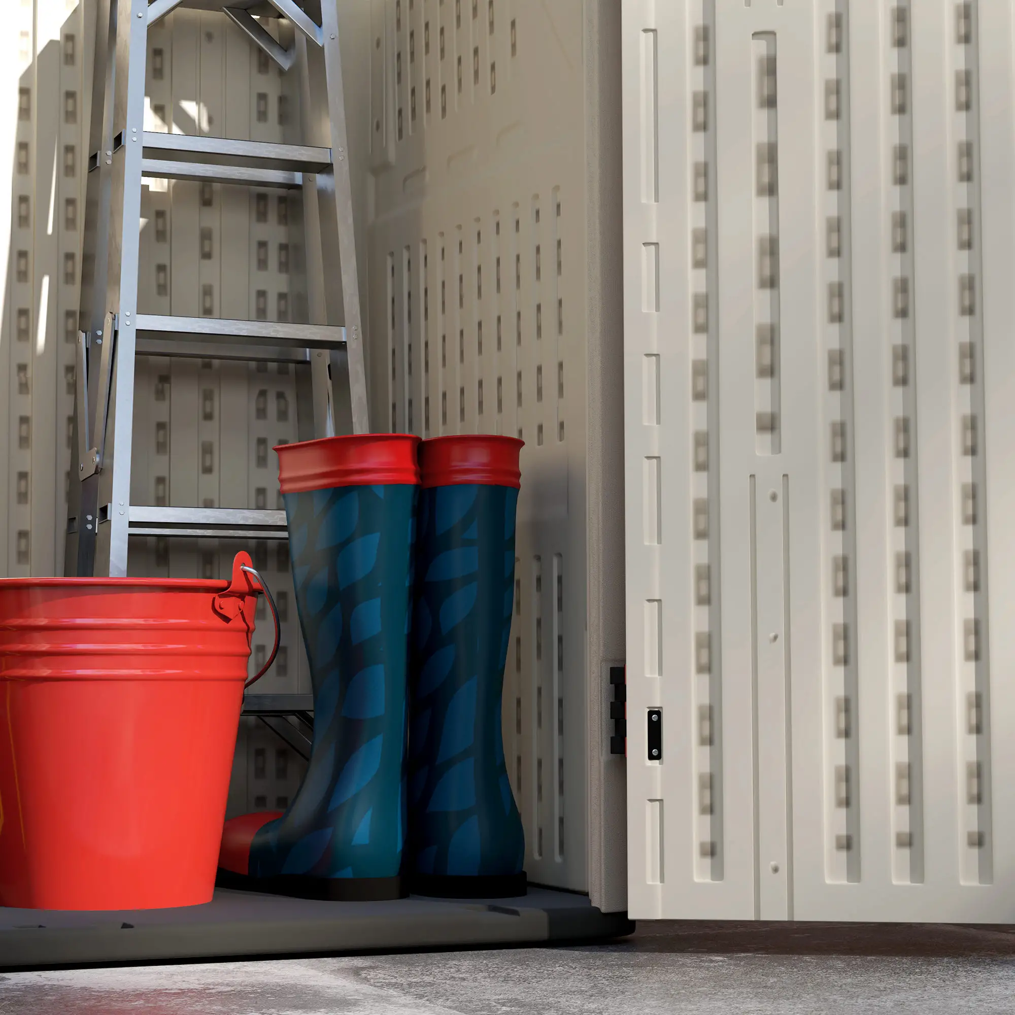 185 Gallon Outdoor Storage Cabinet, Openable Top, Lockable Doors - Image 10