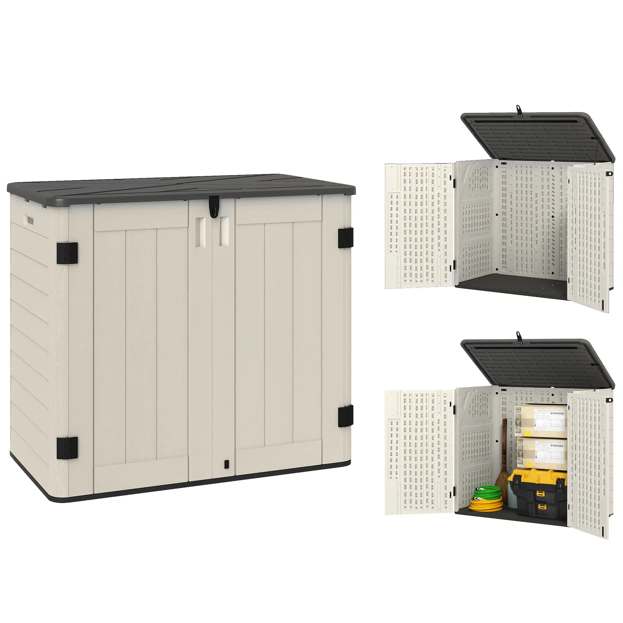 185 Gallon Outdoor Storage Cabinet, Openable Top, Lockable Doors - Image 11