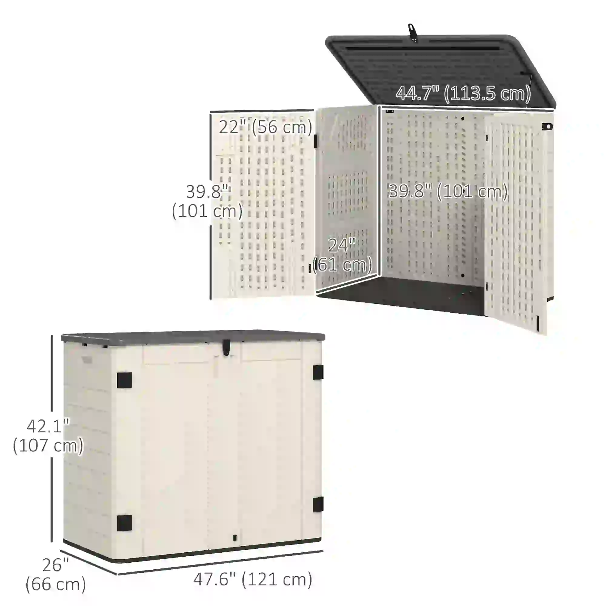 185 Gallon Outdoor Storage Cabinet, Openable Top, Lockable Doors - Image 3