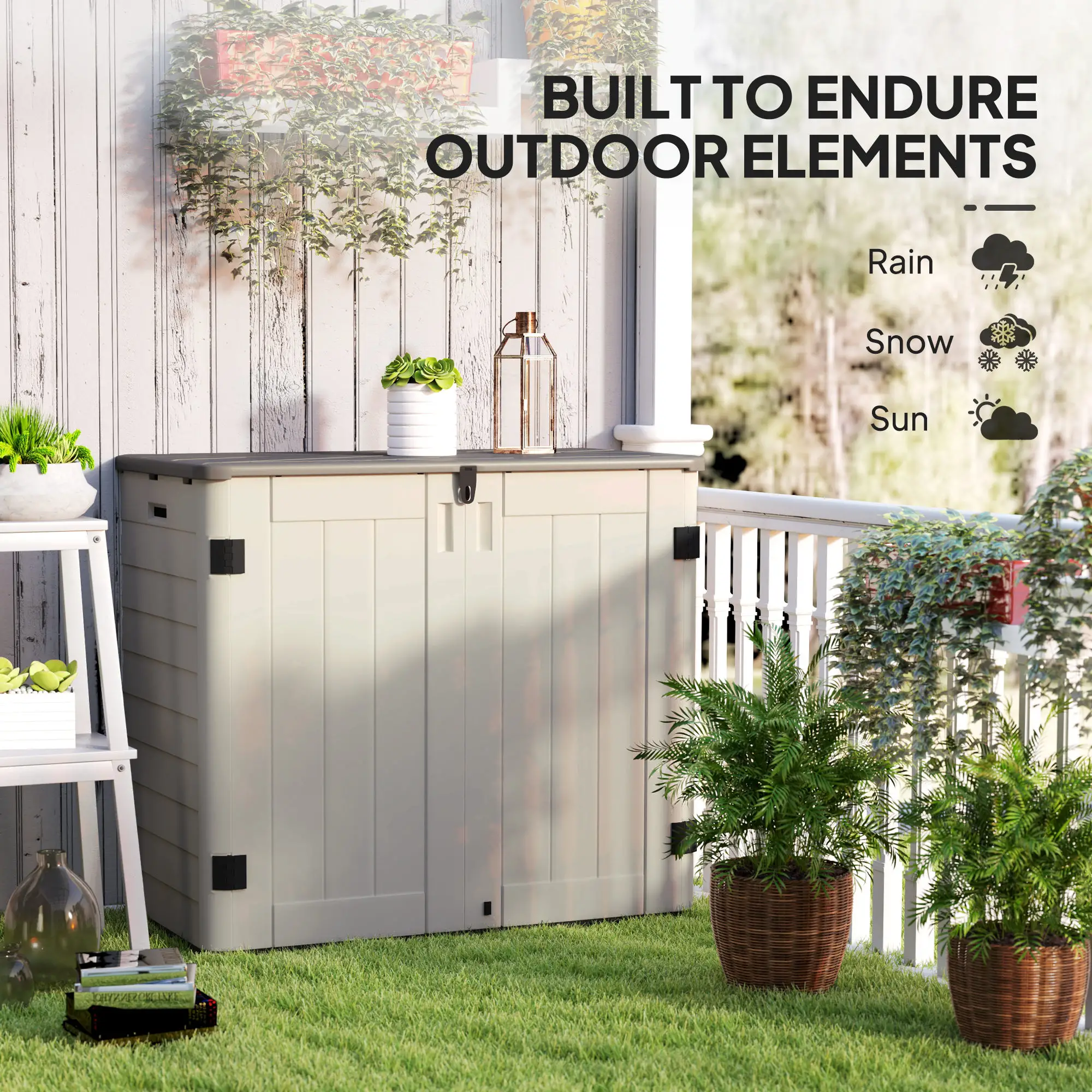 185 Gallon Outdoor Storage Cabinet, Openable Top, Lockable Doors - Image 6