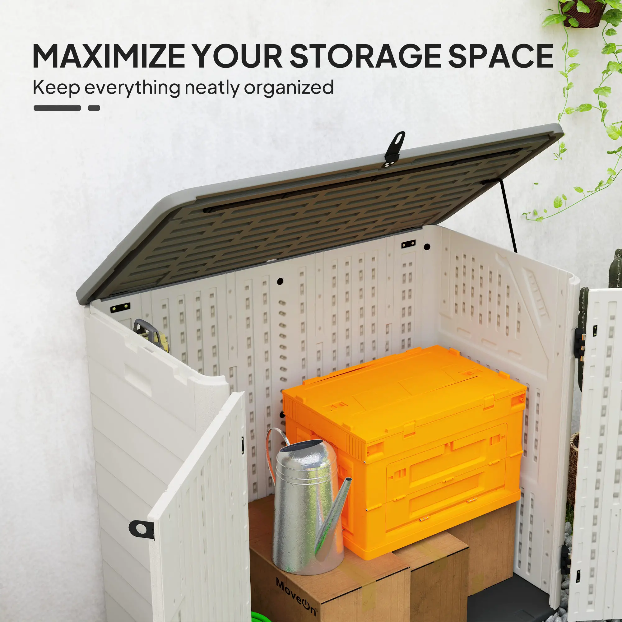 185 Gallon Outdoor Storage Cabinet, Openable Top, Lockable Doors - Image 7