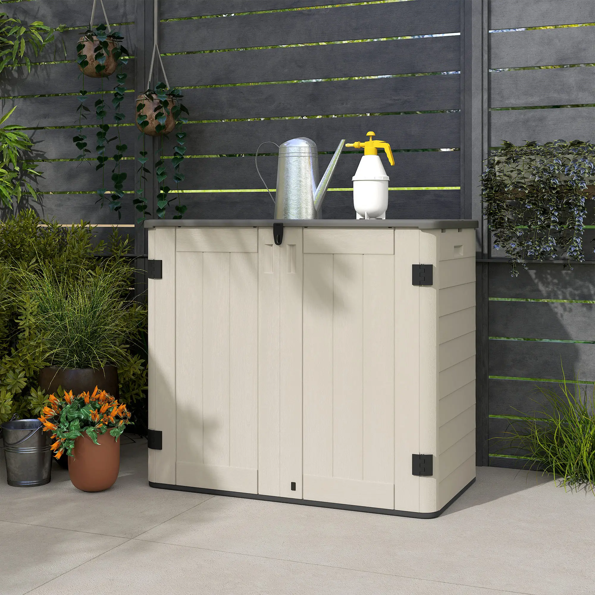 185 Gallon Outdoor Storage Cabinet, Openable Top, Lockable Doors - Image 9