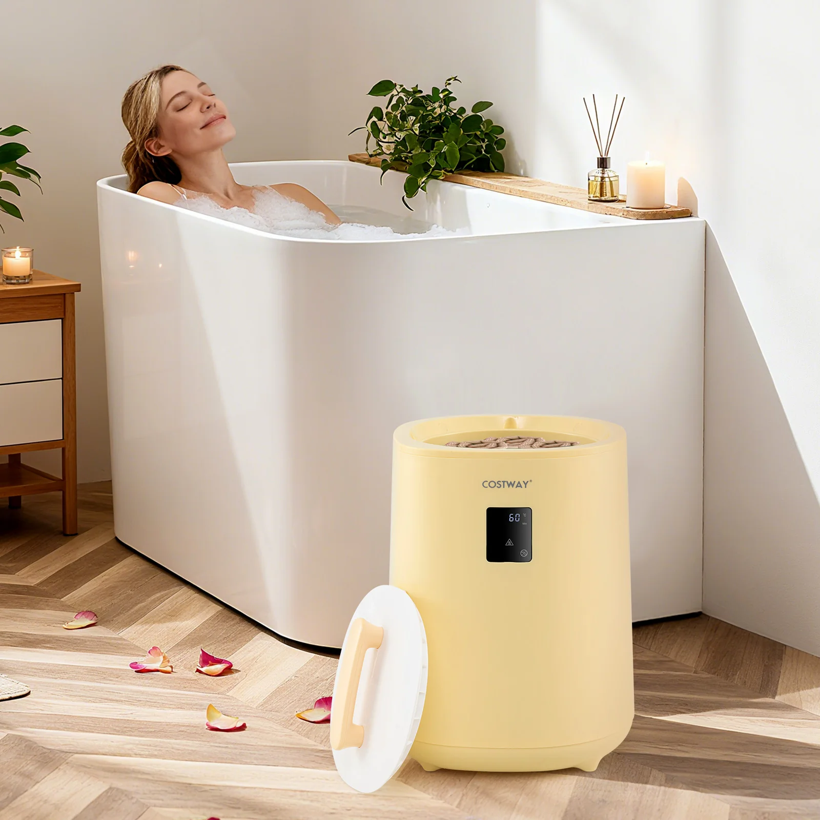 18L Large Towel Warmer, LED Display, Auto Shut Off, Yellow - Image 3