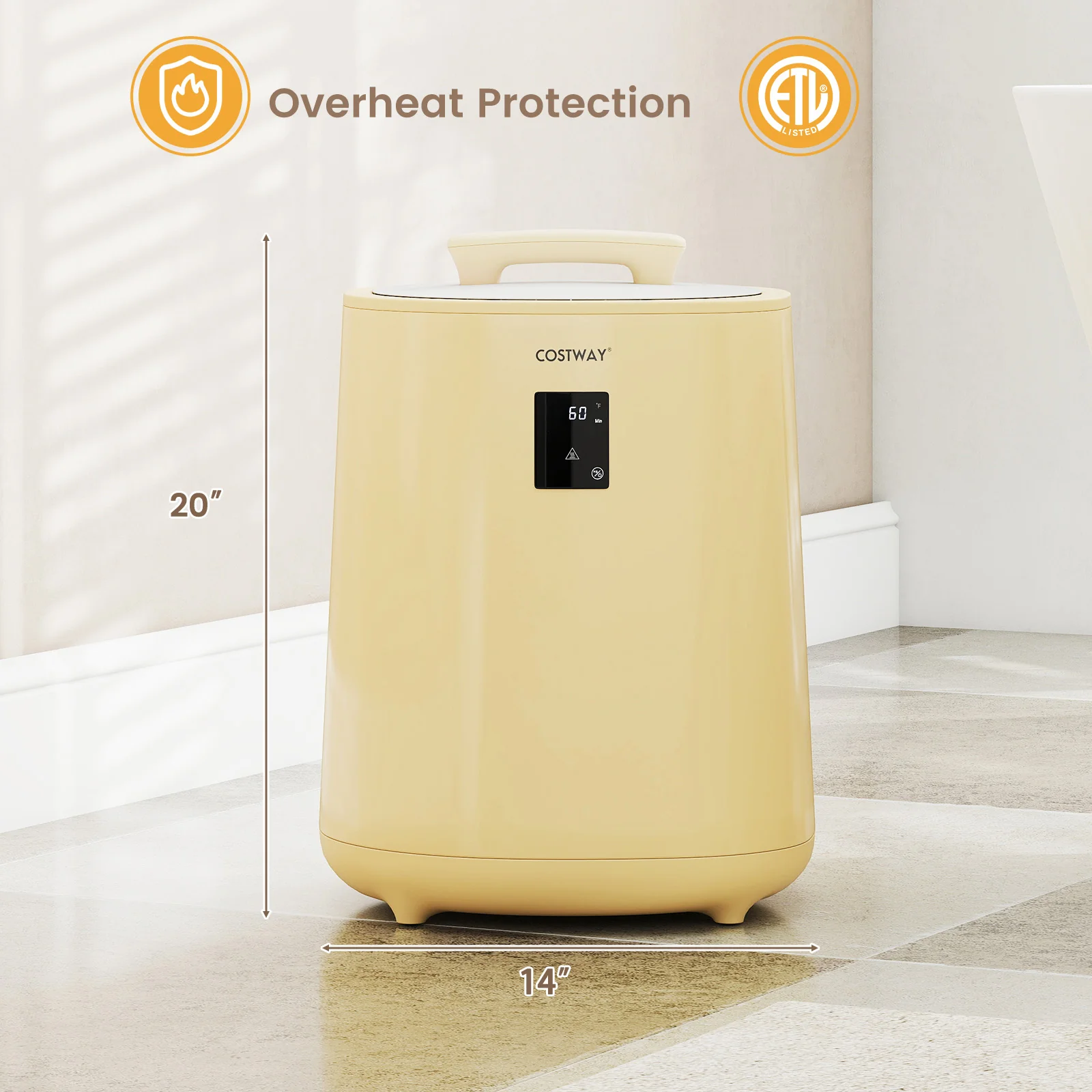 18L Large Towel Warmer, LED Display, Auto Shut Off, Yellow - Image 5
