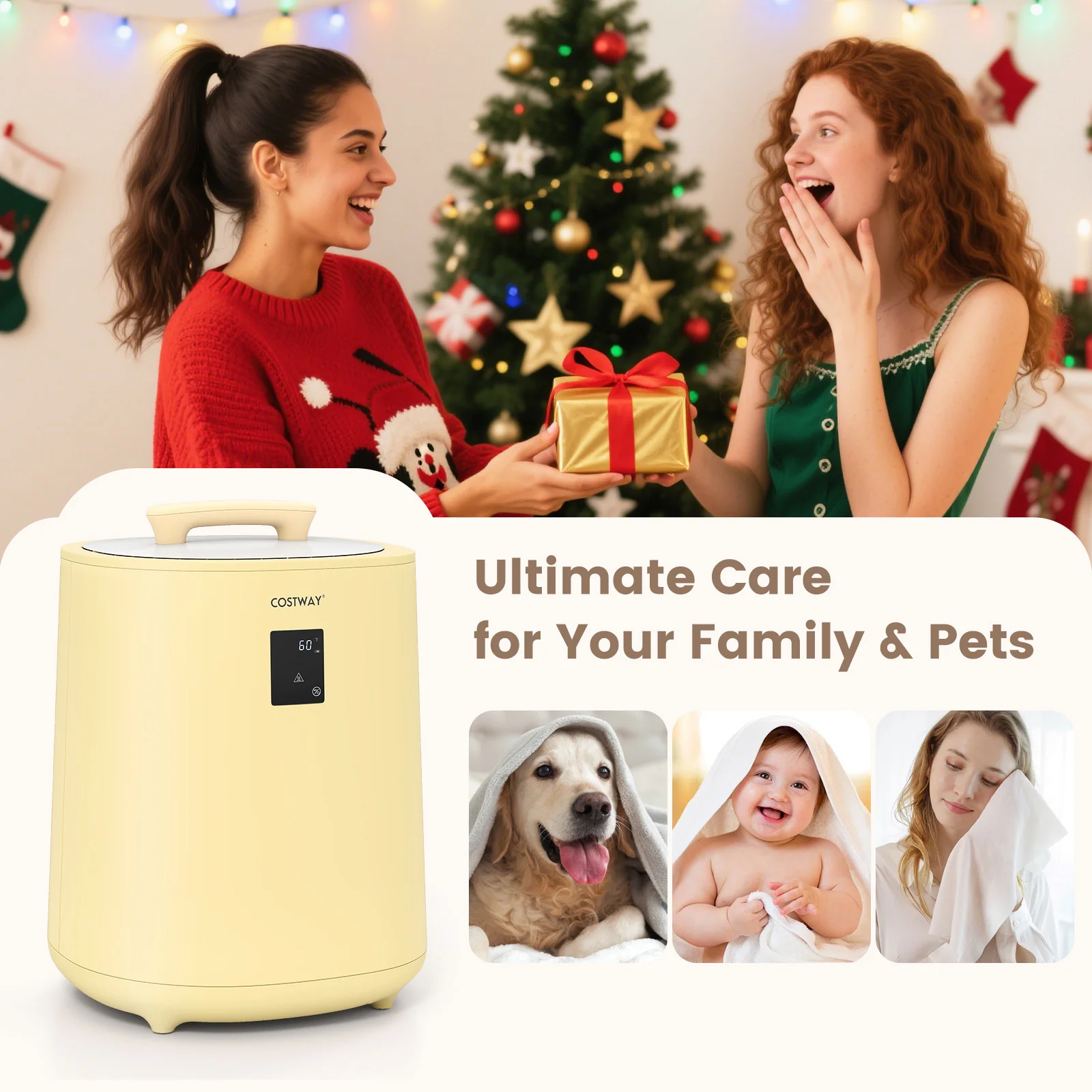 18L Large Towel Warmer, LED Display, Auto Shut Off, Yellow - Image 6