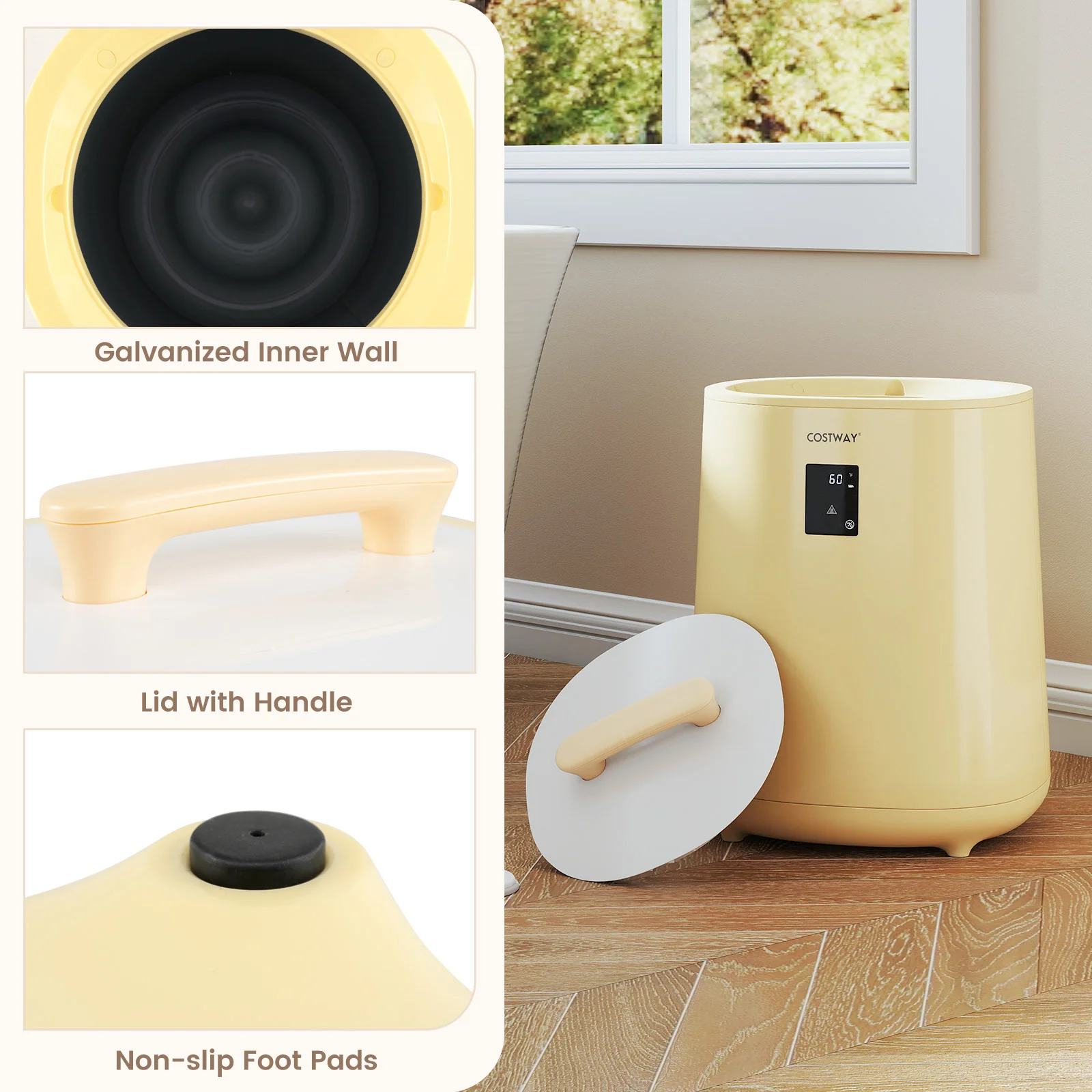18L Large Towel Warmer, LED Display, Auto Shut Off, Yellow - Image 7