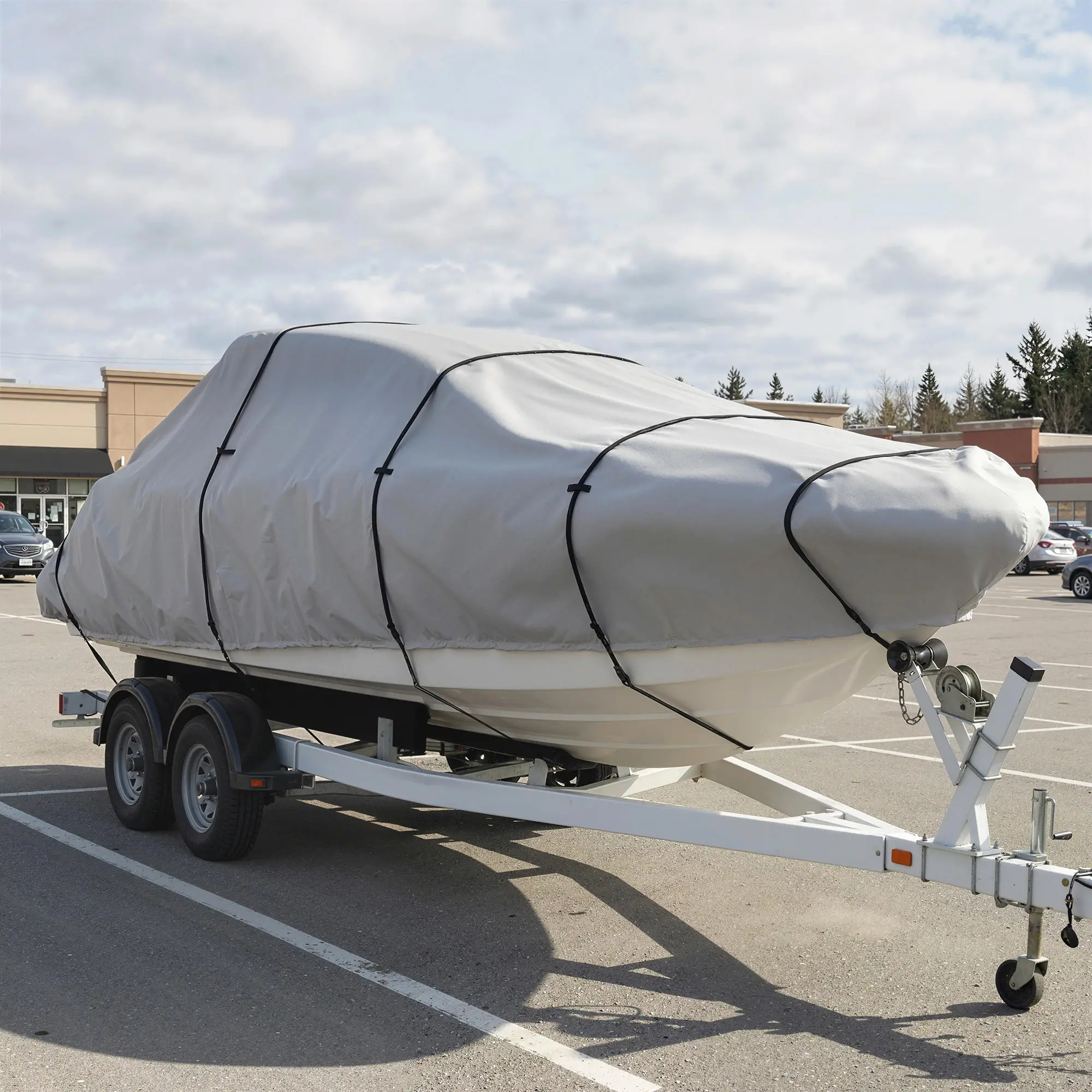 19-20 Ft Trailer Boat Cover, 3000mm Waterproof, Light Grey - Image 10