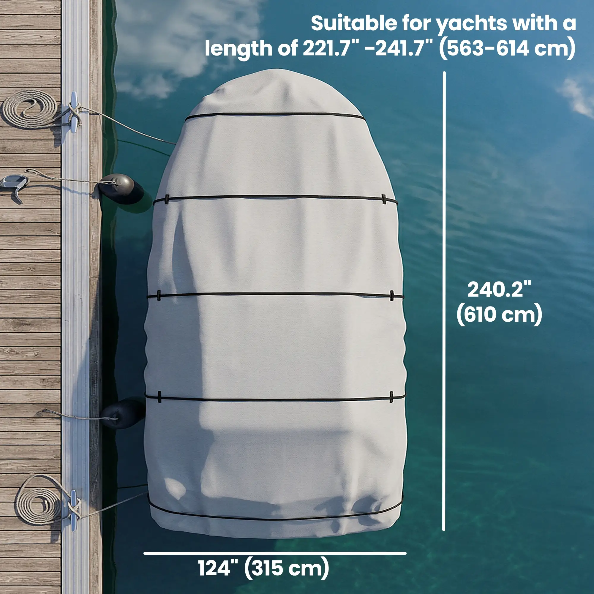 19-20 Ft Trailer Boat Cover, 3000mm Waterproof, Light Grey - Image 3