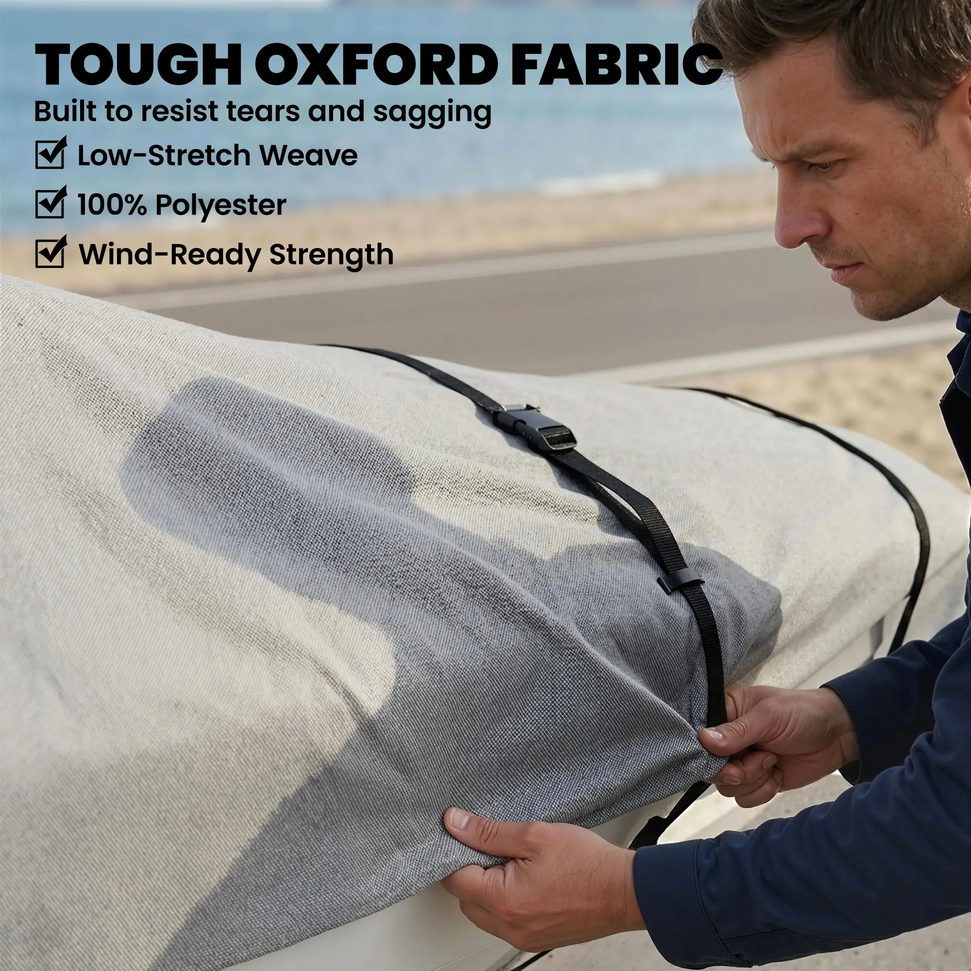 19-20 Ft Trailer Boat Cover, 3000mm Waterproof, Light Grey - Image 5