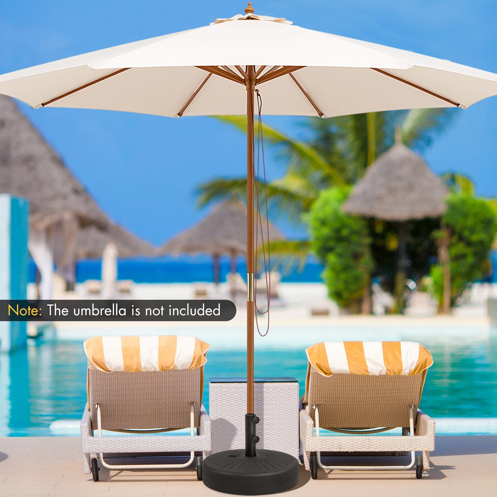 19.5 Inch Fillable Round Umbrella Base Stand, Black - Image 3