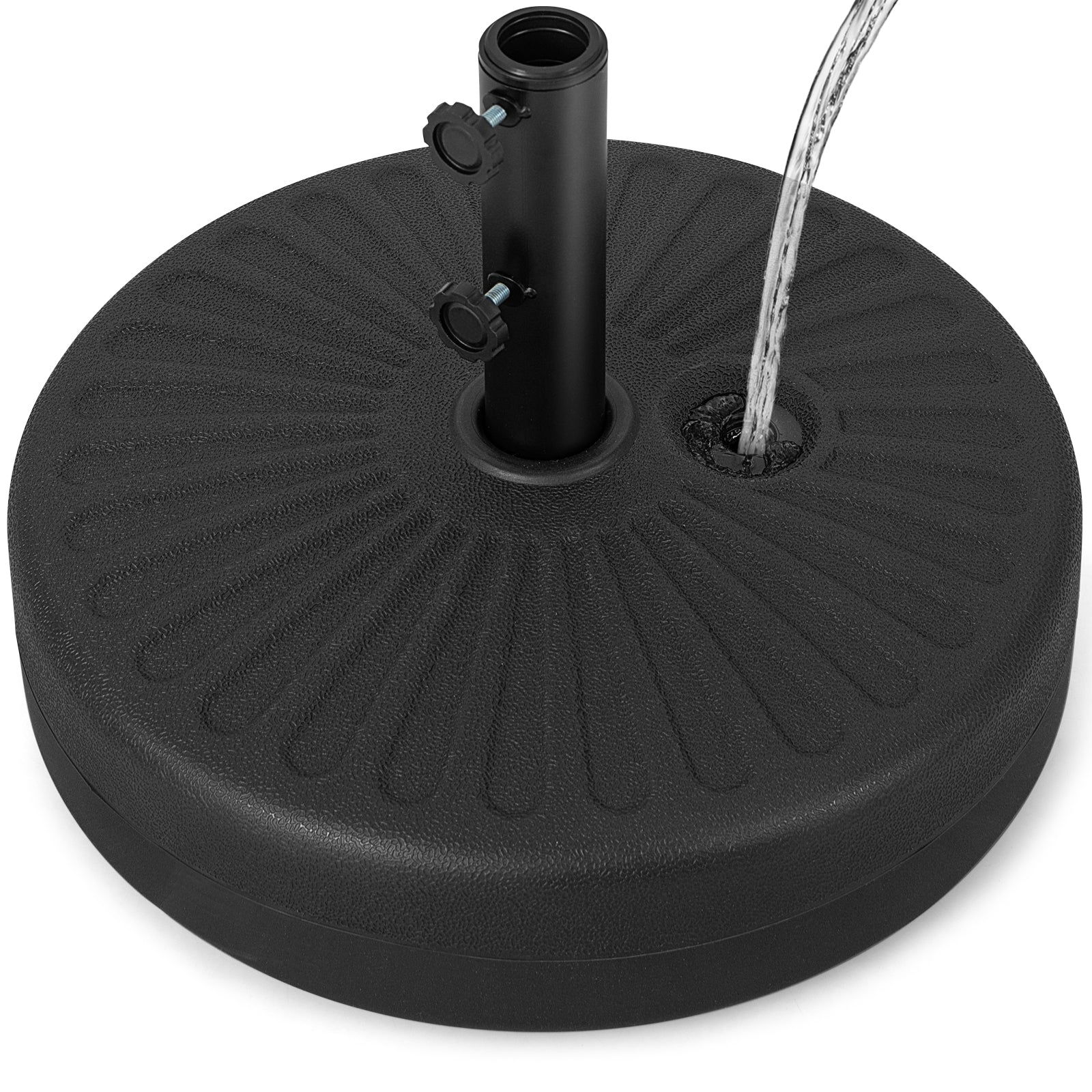 19.5 Inch Fillable Round Umbrella Base Stand, Black - Image 5