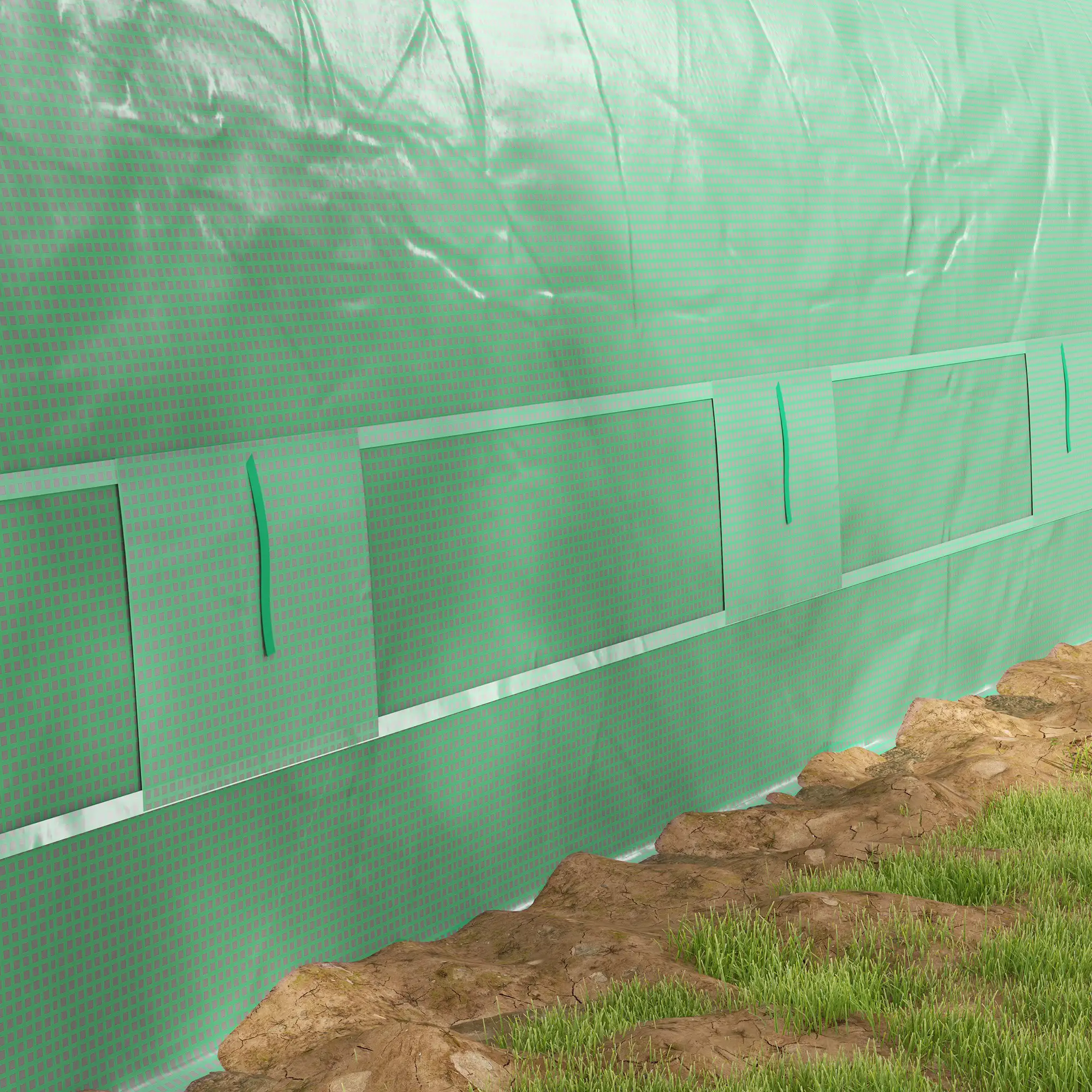 19.5' x 10' x 6.5' Tunnel Greenhouse, Mesh Door, Windows, Green - Image 10