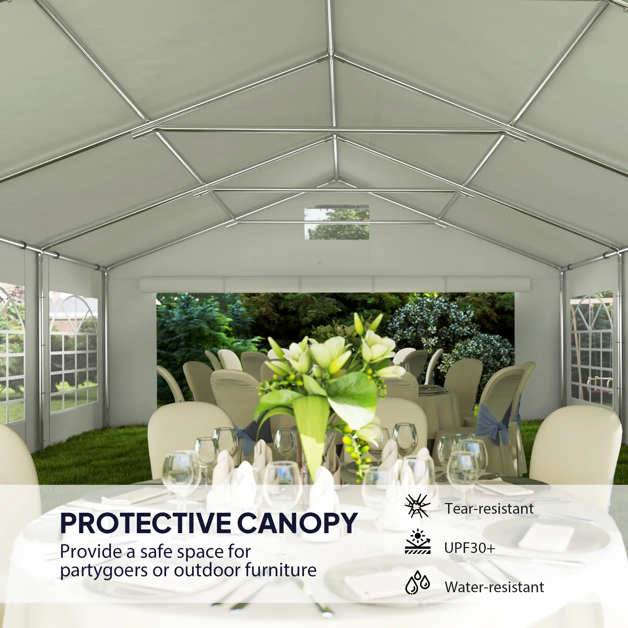 19.6' x 26' Heavy Duty Party Tent, Outdoor Canopy with Removable Sidewalls - Image 7
