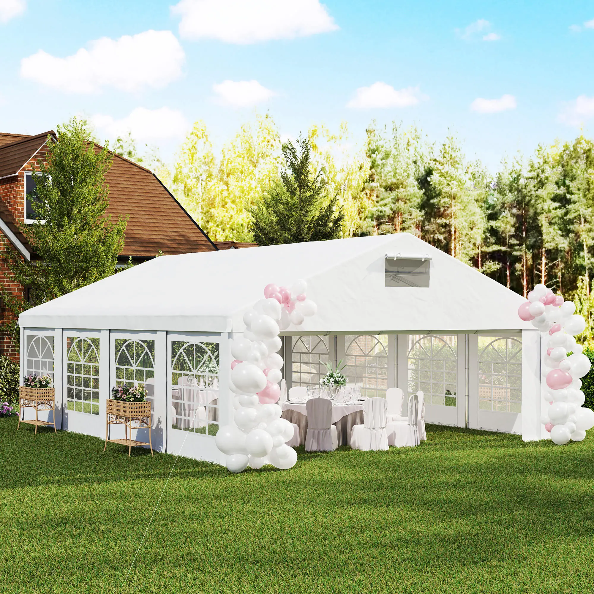 19.6' x 26' Heavy Duty Party Tent, Outdoor Canopy with Removable Sidewalls - Image 8