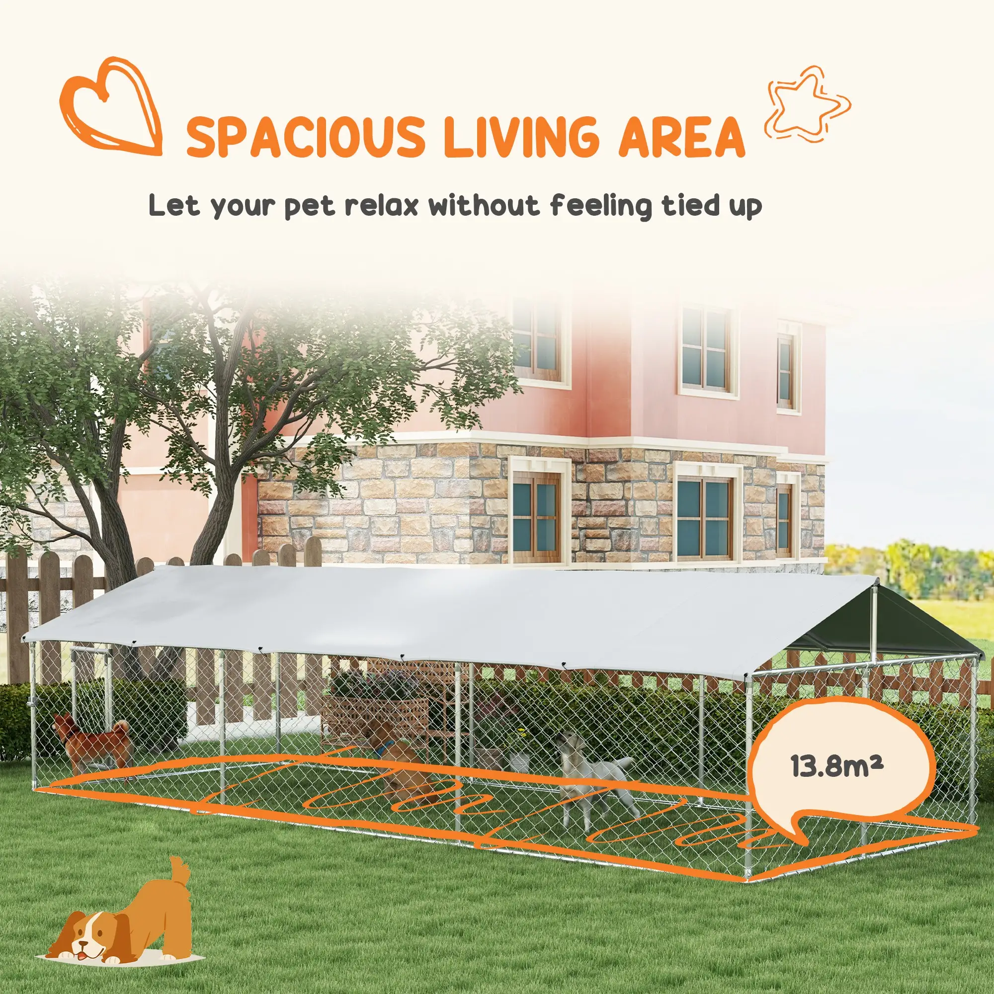 19.7' x 7.5' x 4.9' Outdoor Dog Kennel, Waterproof UV Resistant Cover, Silver - Image 5