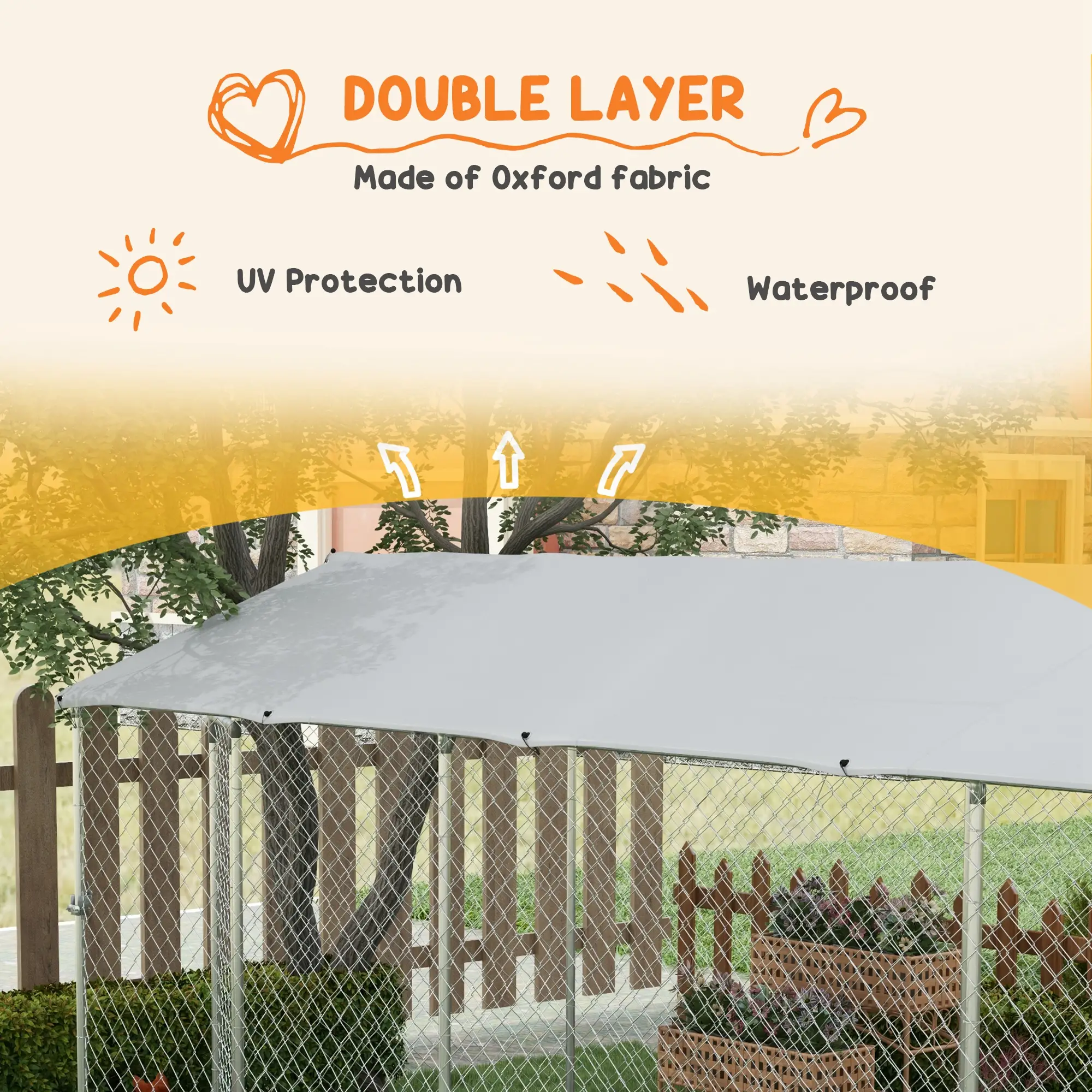 19.7' x 7.5' x 7.5' Outdoor Dog Kennel, Waterproof UV Resistant Cover, Silver - Image 6