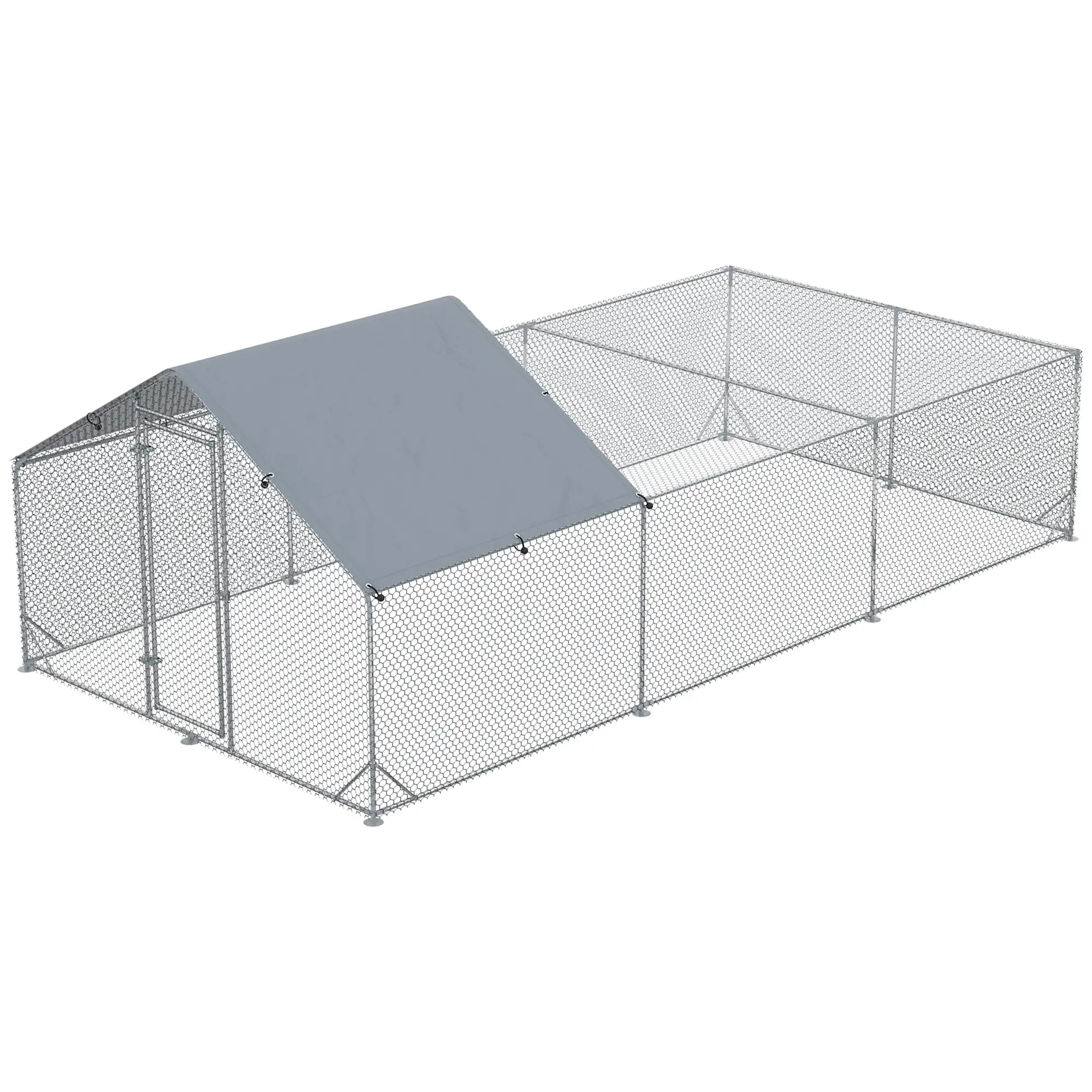 19.7' x 9.8' Metal Chicken Run, Waterproof Anti-UV Cover