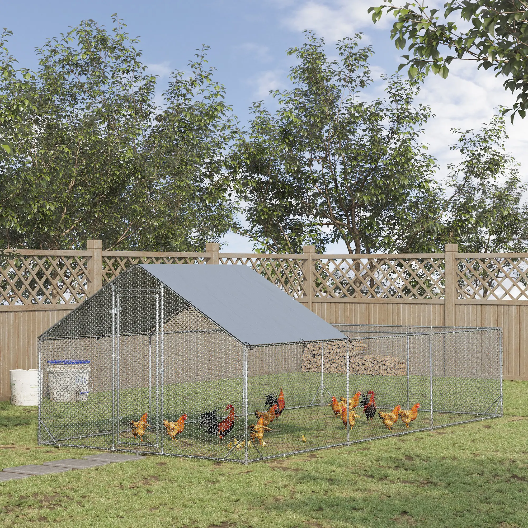 19.7' x 9.8' Metal Chicken Run, Waterproof Anti-UV Cover - Image 2