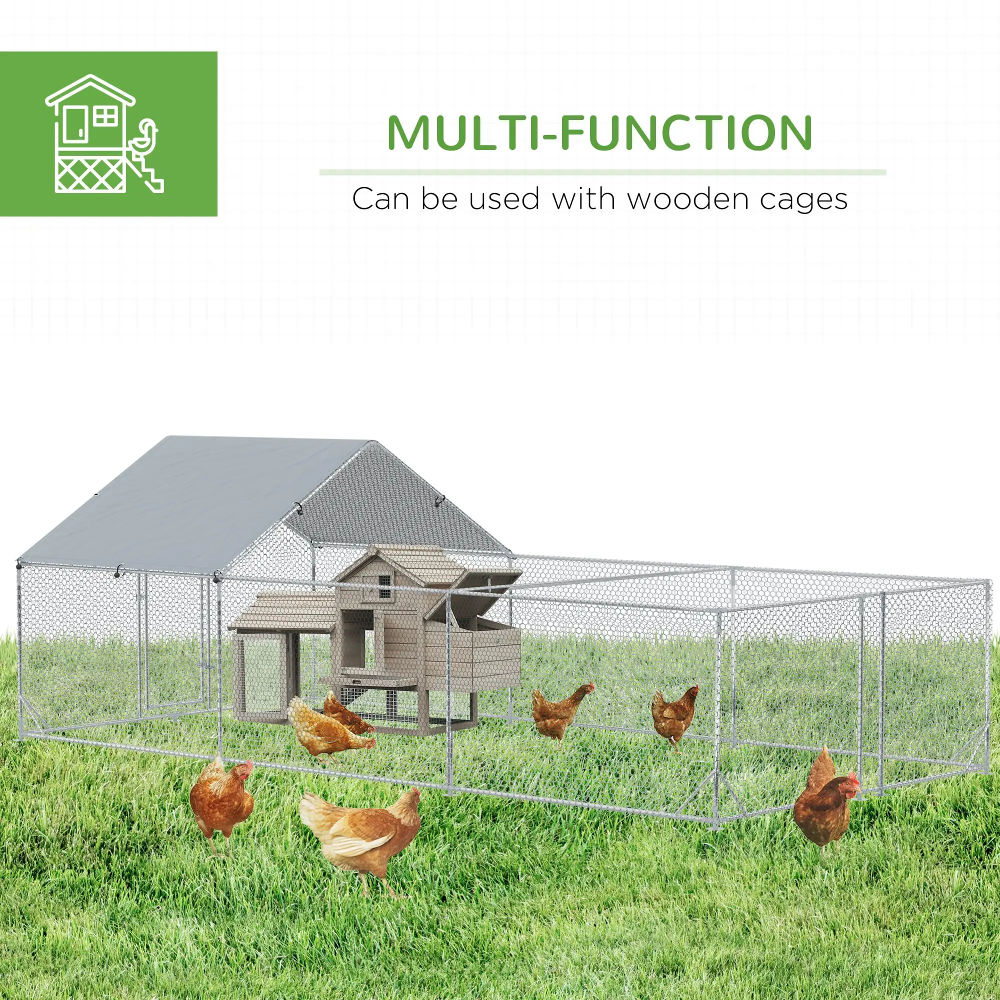 19.7' x 9.8' Metal Chicken Run, Waterproof Anti-UV Cover - Image 5
