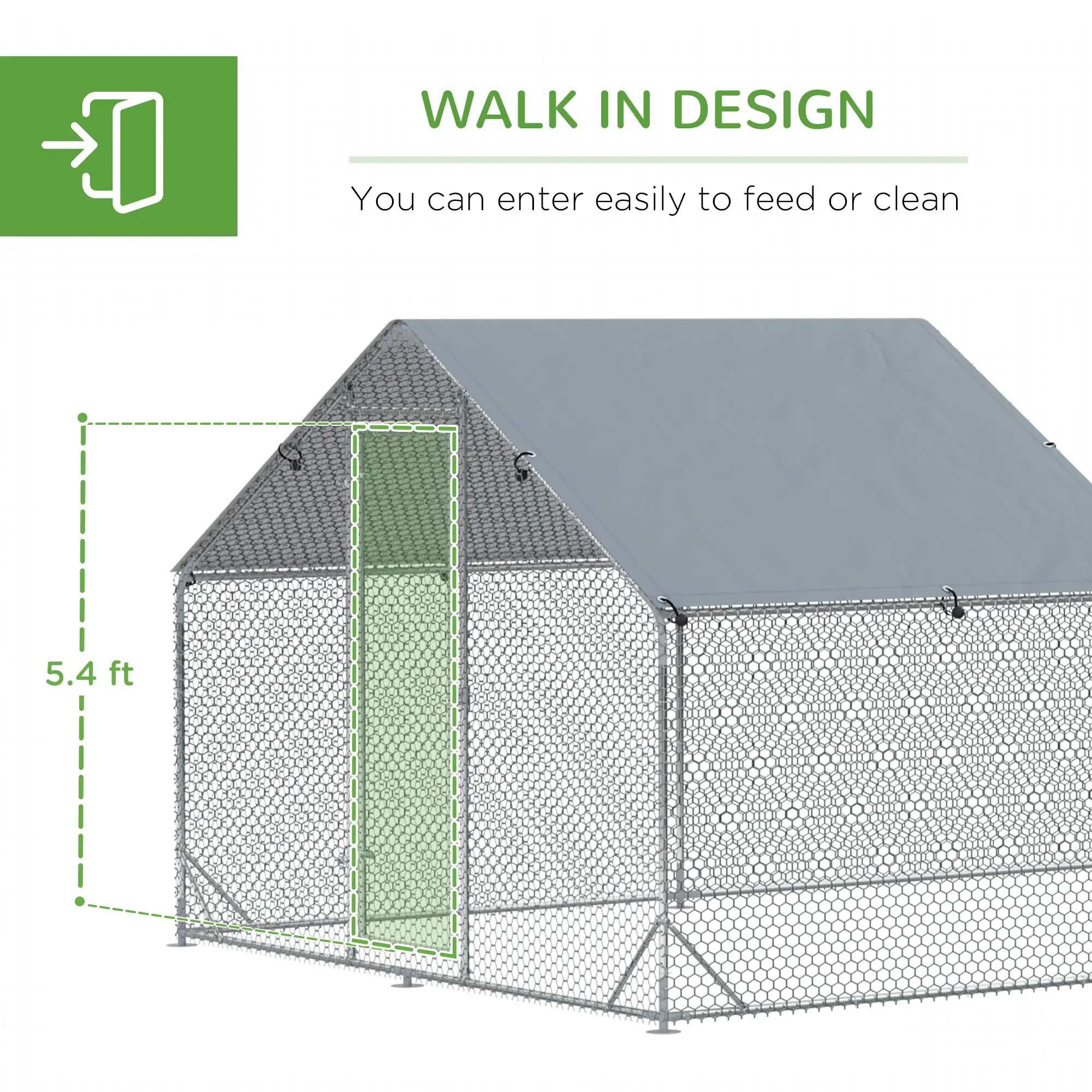 19.7' x 9.8' Metal Chicken Run, Waterproof Anti-UV Cover - Image 7