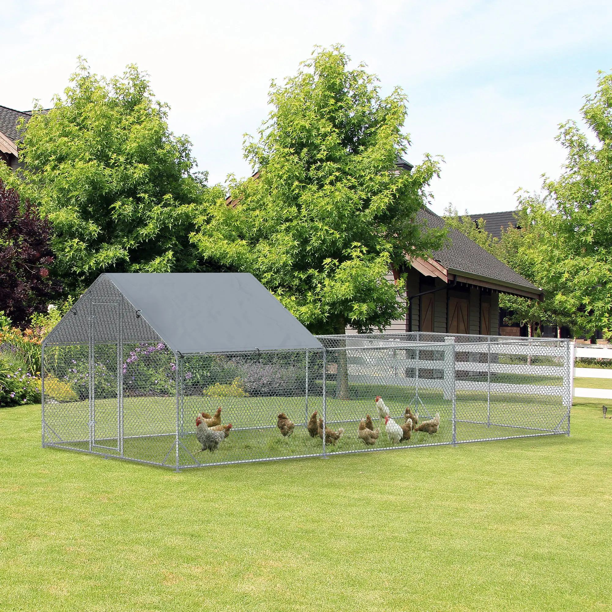 19.7' x 9.8' Metal Chicken Run, Waterproof Anti-UV Cover - Image 8