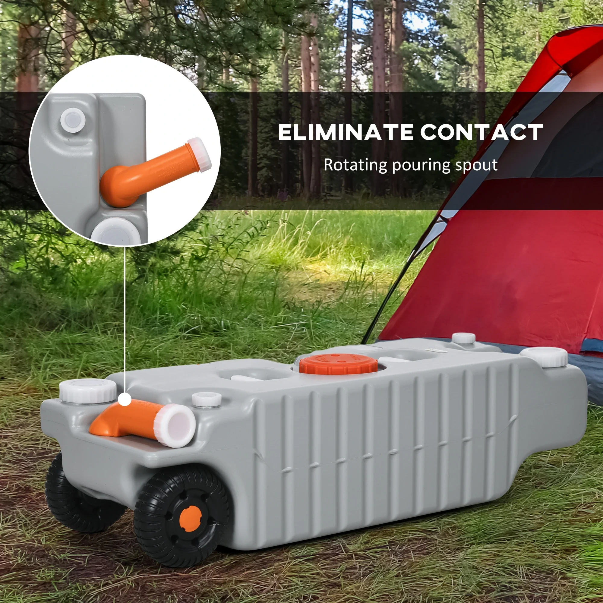 19.8 Gallon Portable RV Water Tank, Waste Storage, Rotating Drain Spout - Image 6